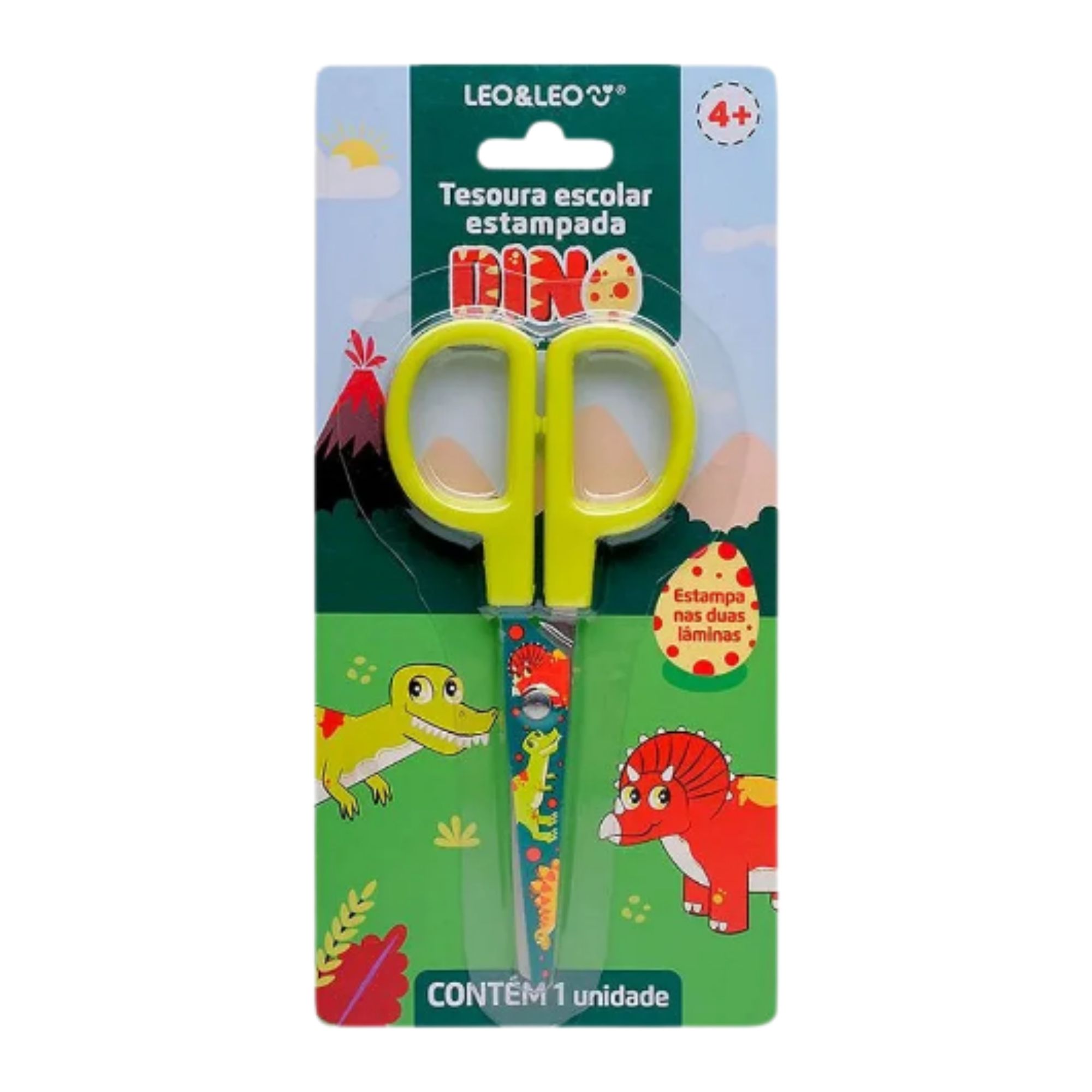 Tesoura Escolar Estampada Dino Infantil Leo&Leo Leonora - 10779