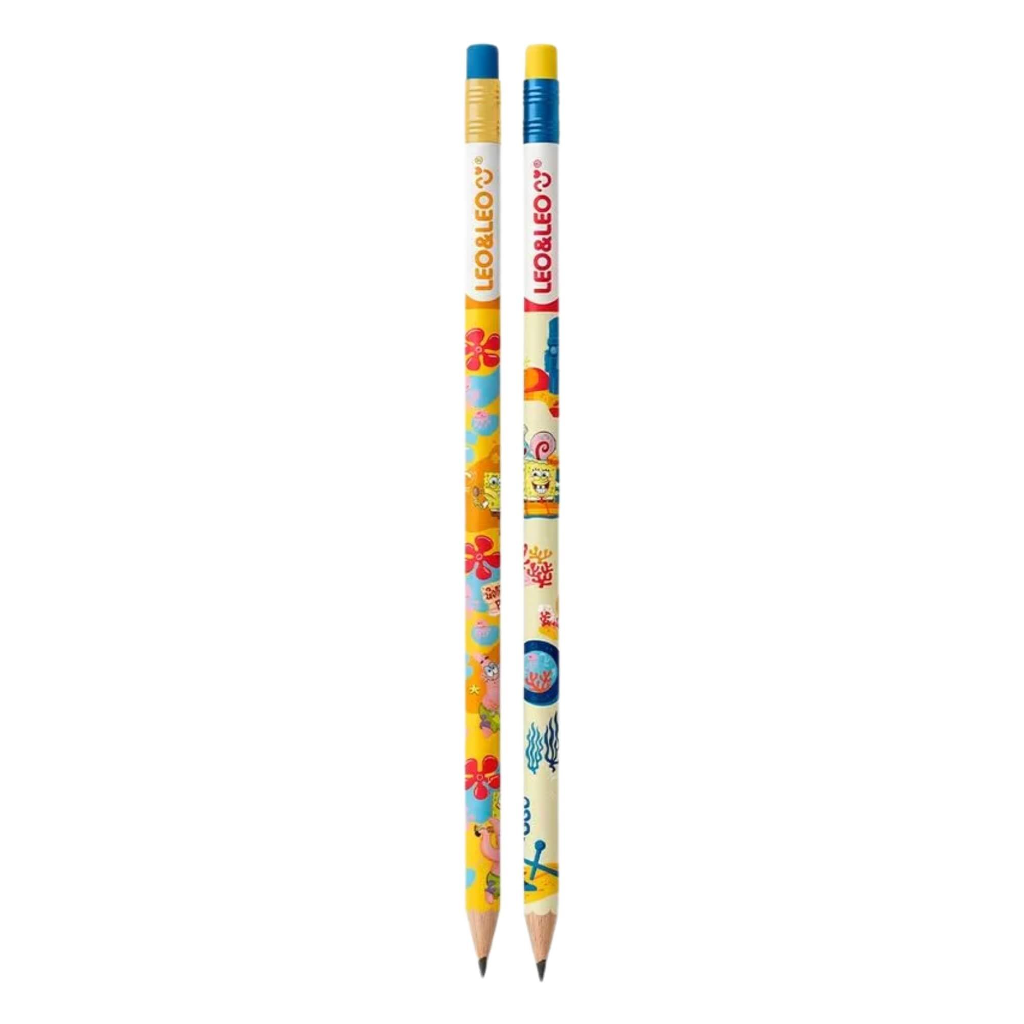 Kit Lápis Hb Bob Esponja 2 Lápis Apontador e Borracha Leo&Leo Leonora - 10810