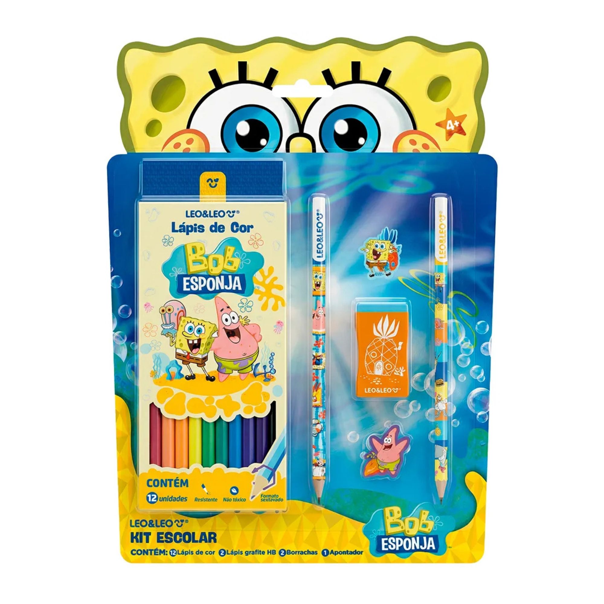 Kit Escolar Bob Esponja 17 Itens Leo&Leo Leonora - 10811