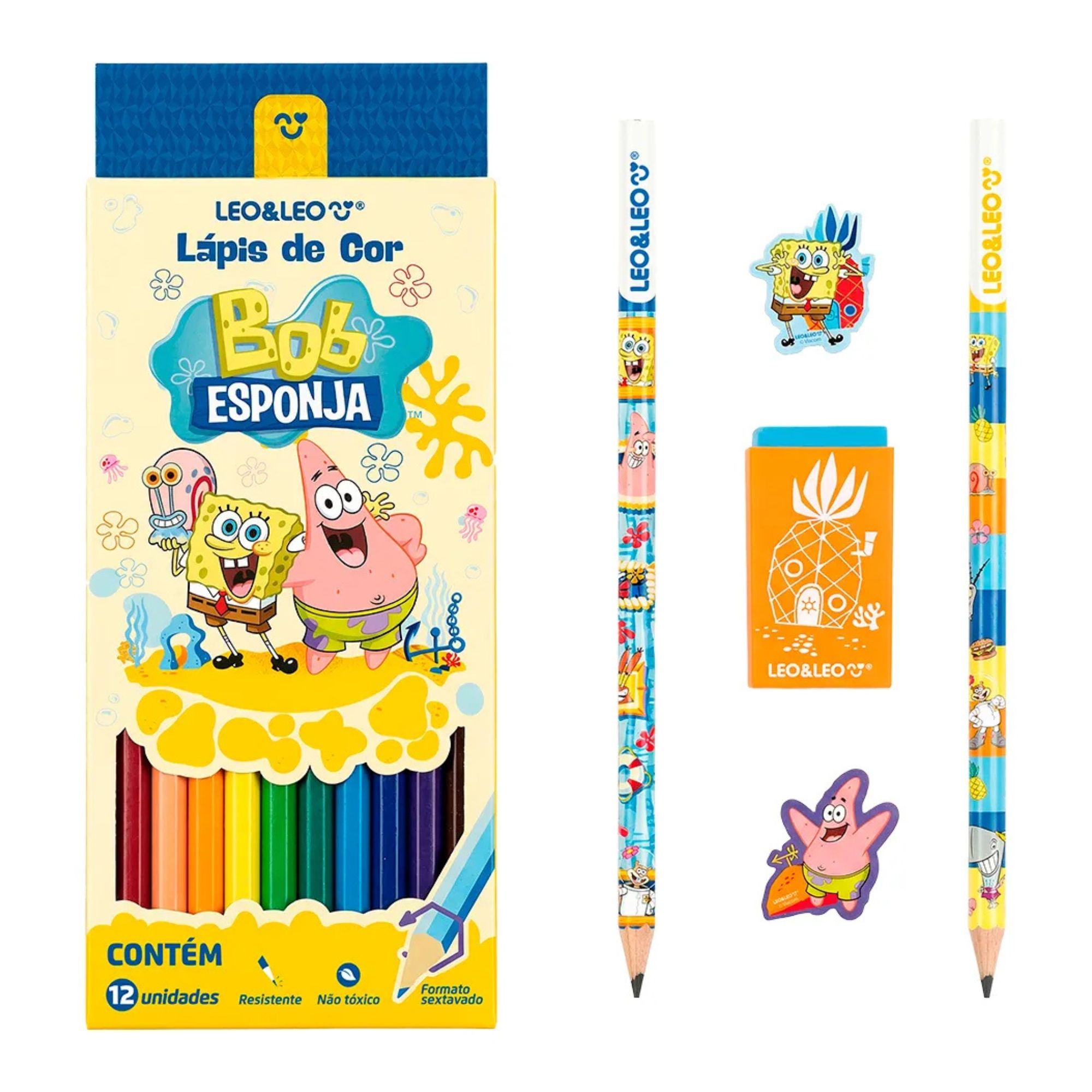 Kit Escolar Bob Esponja 17 Itens Leo&Leo Leonora - 10811