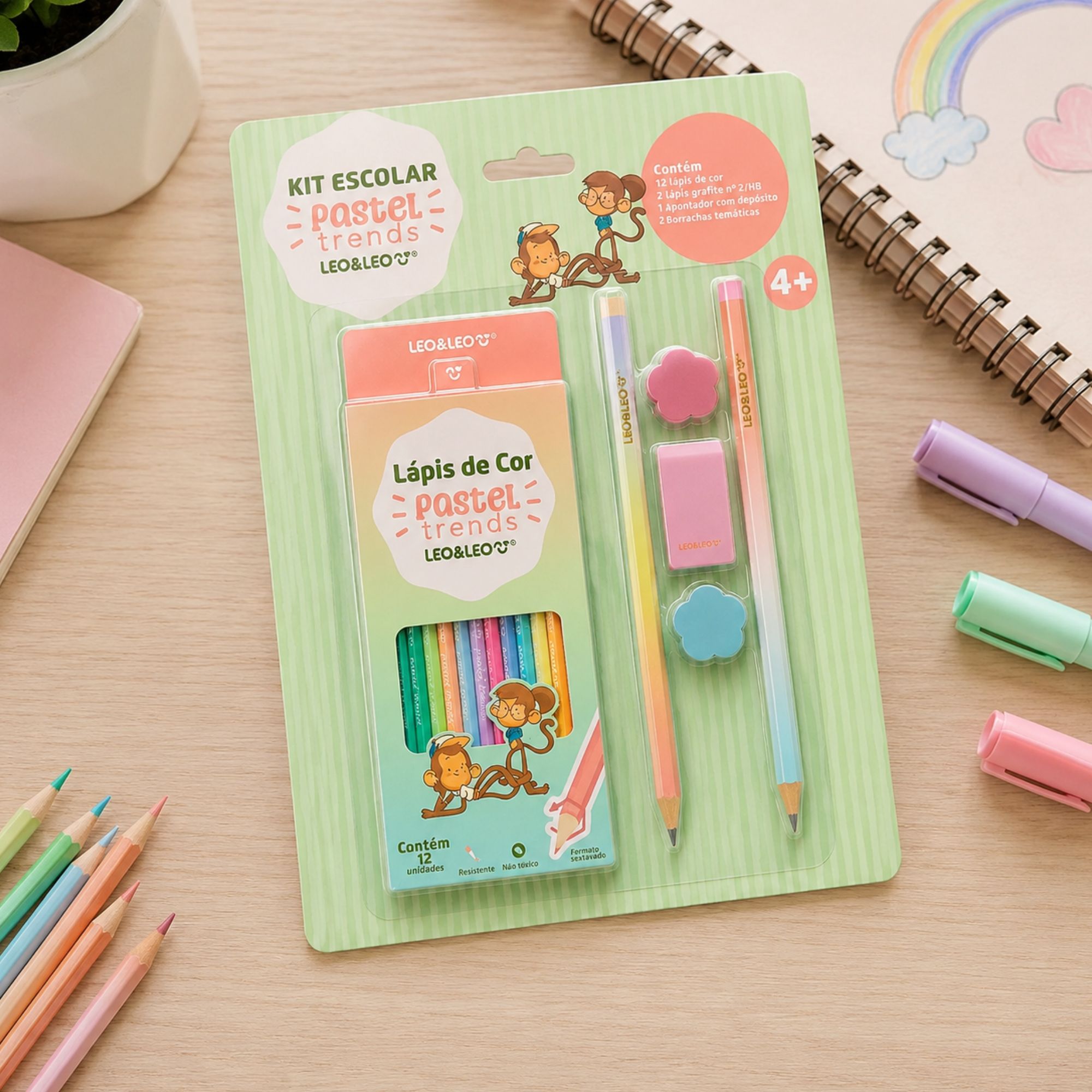 Kit Escolar Pastel Trends 17 Itens Leo&Leo Leonora - 10820