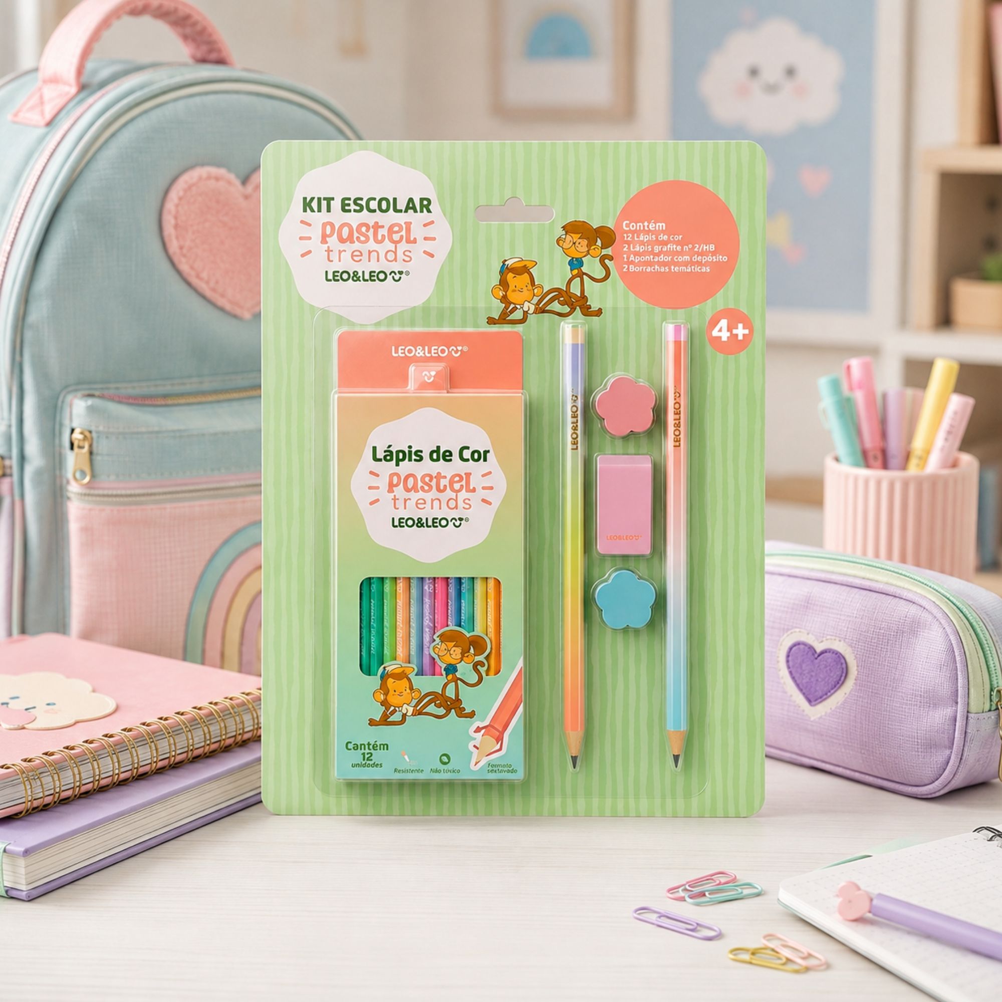 Kit Escolar Pastel Trends 17 Itens Leo&Leo Leonora - 10820