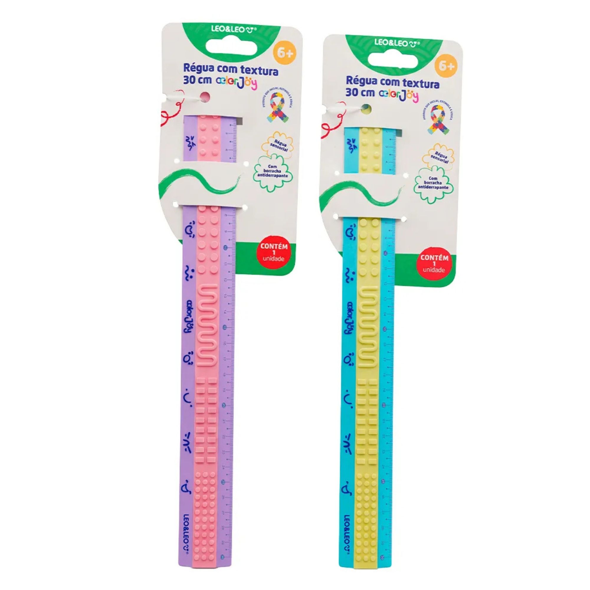 Régua com Textura de Silicone Color Joy 30cm Sortida e Unitária Leo&Leo Leonora - 10839