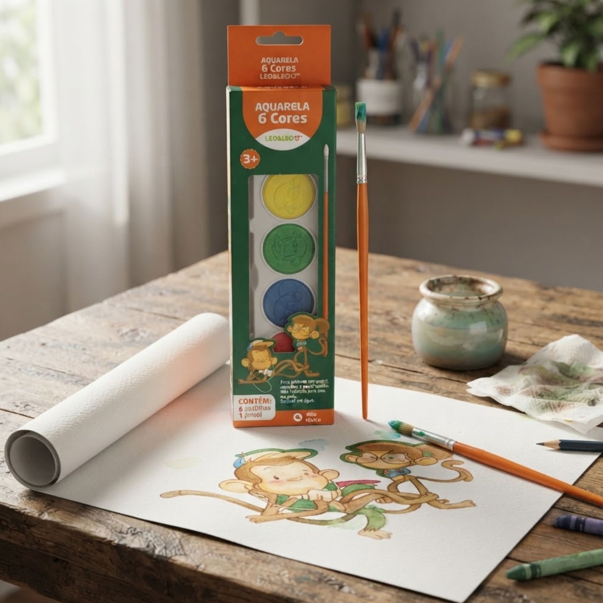 Estojo Aquarela 6 Cores com Pincel Leo&Leo Leonora - 10883