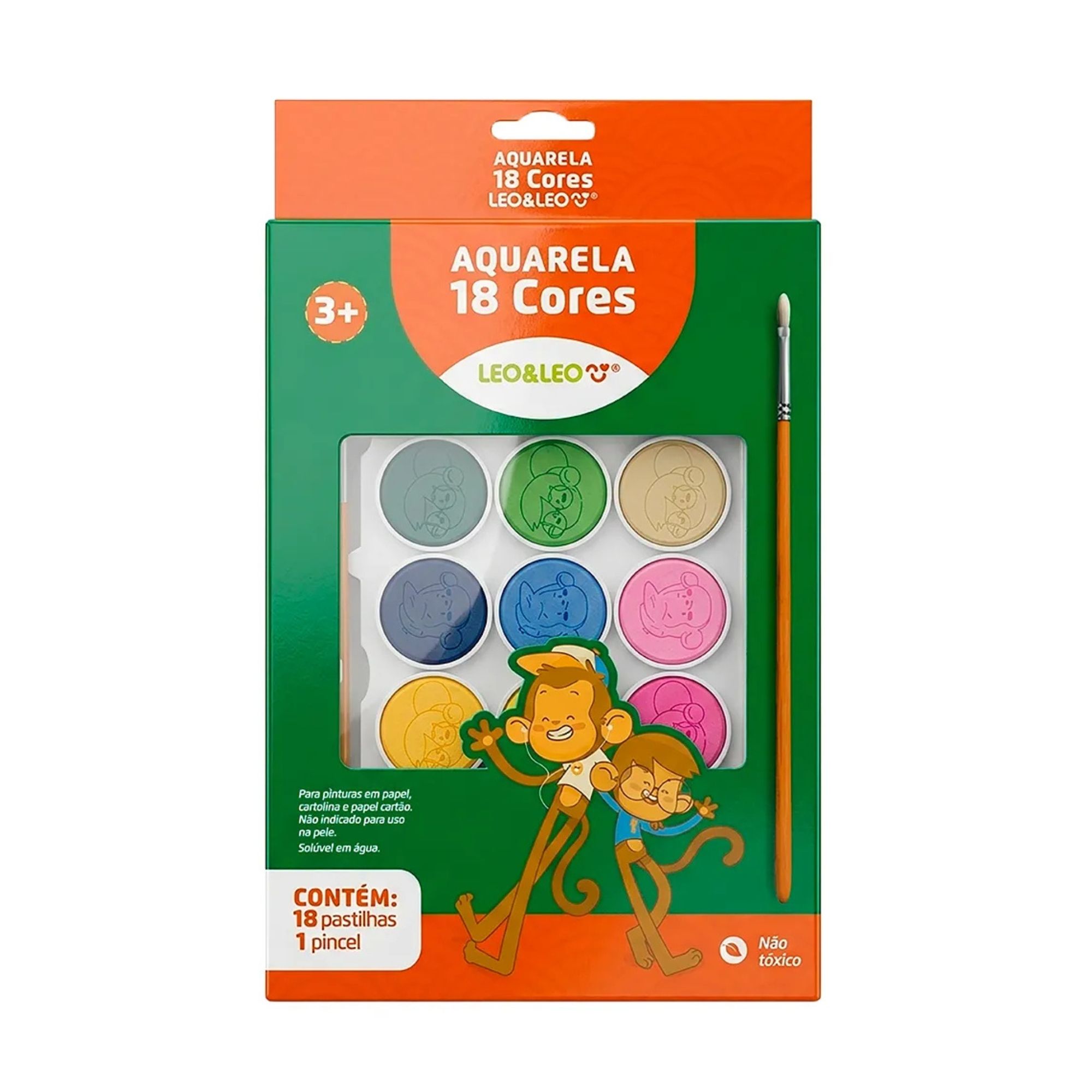 Aquarela 18 Cores com Pincel Leo&Leo Leonora - 10884