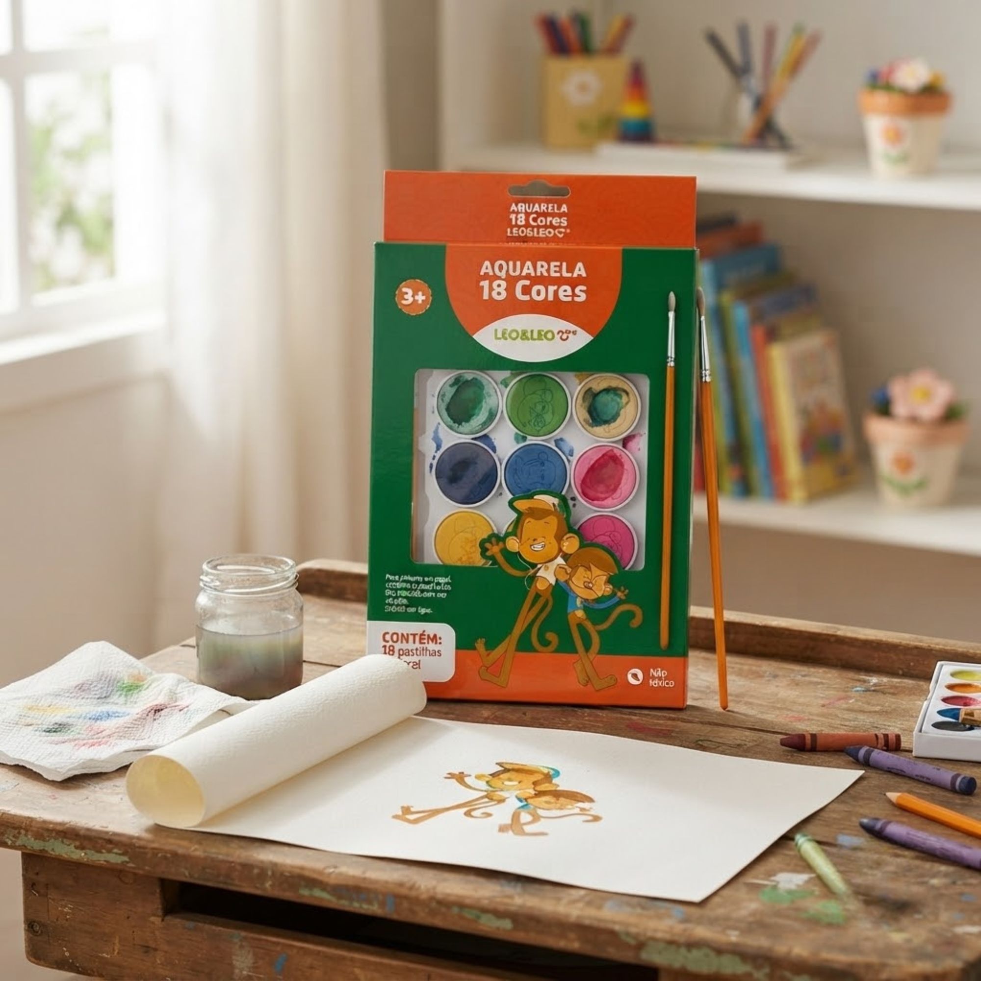 Aquarela 18 Cores com Pincel Leo&Leo Leonora - 10884