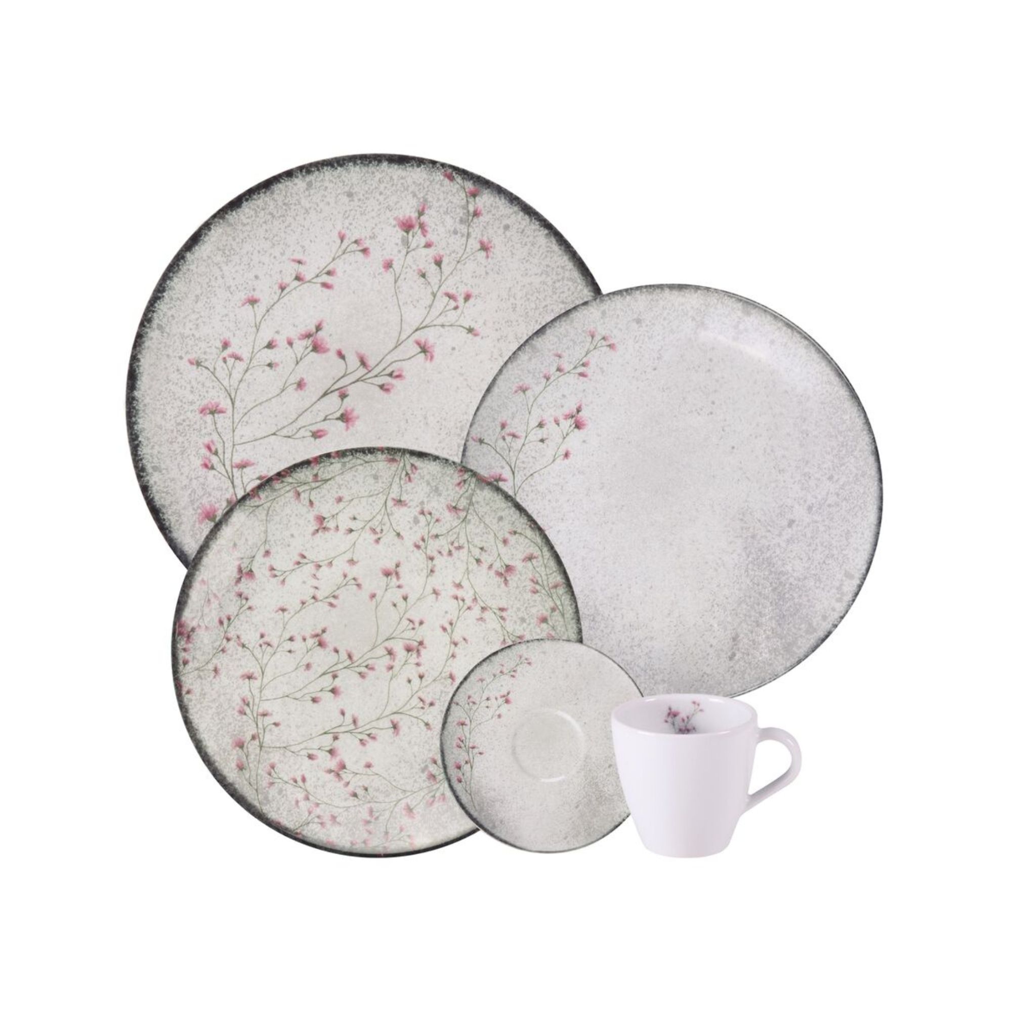 Aparelho de Jantar Floralis em Porcelana Decorada 20 Peças Tramontina - 96589042