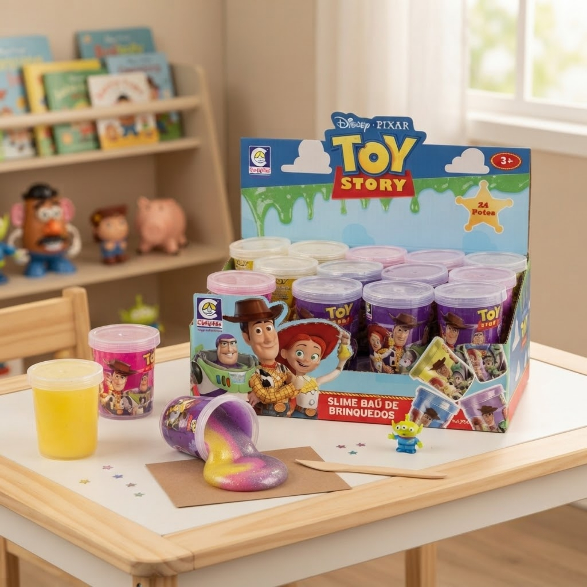 Kit com 24 Slimes Baú de Brinquedos Toy Story (cores sortidas)