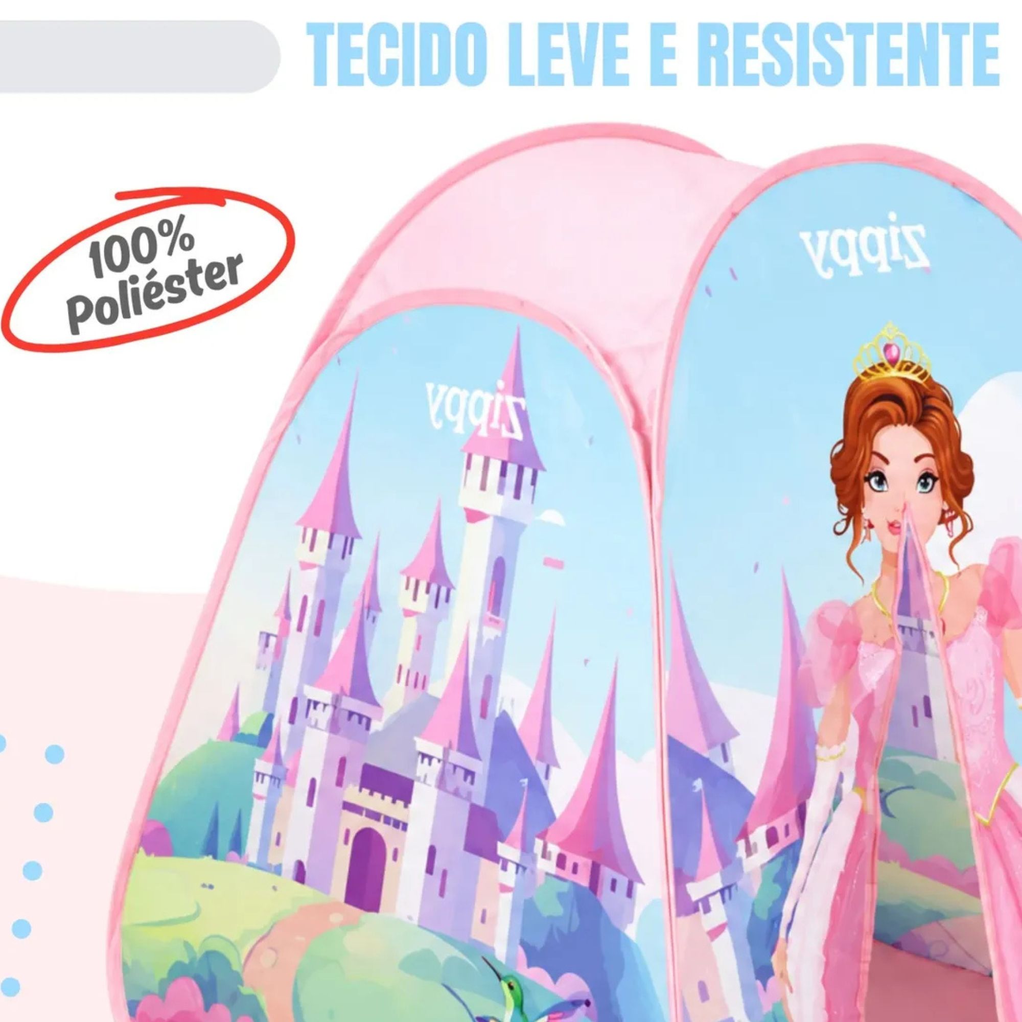Barraca Toca Infantil Dobrável Rosa Princesas Zippy Toys - 16242