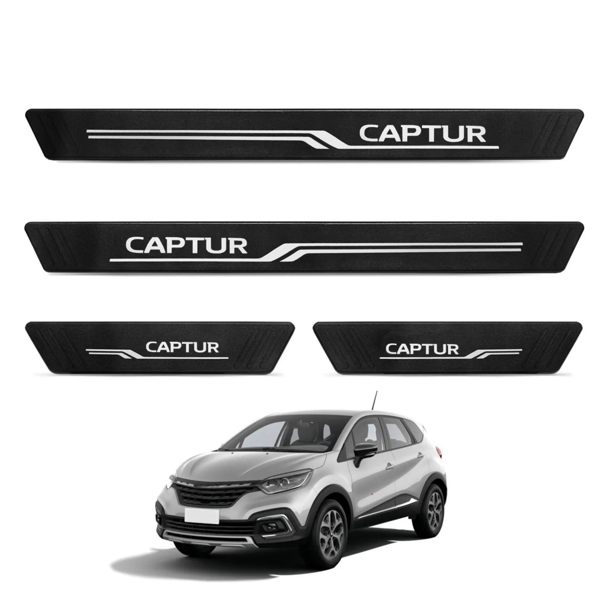 Jogo de Soleiras Captur A partir de 2017 Texturizado 4 Peças Preto Grid - S8286AC-PTO-I