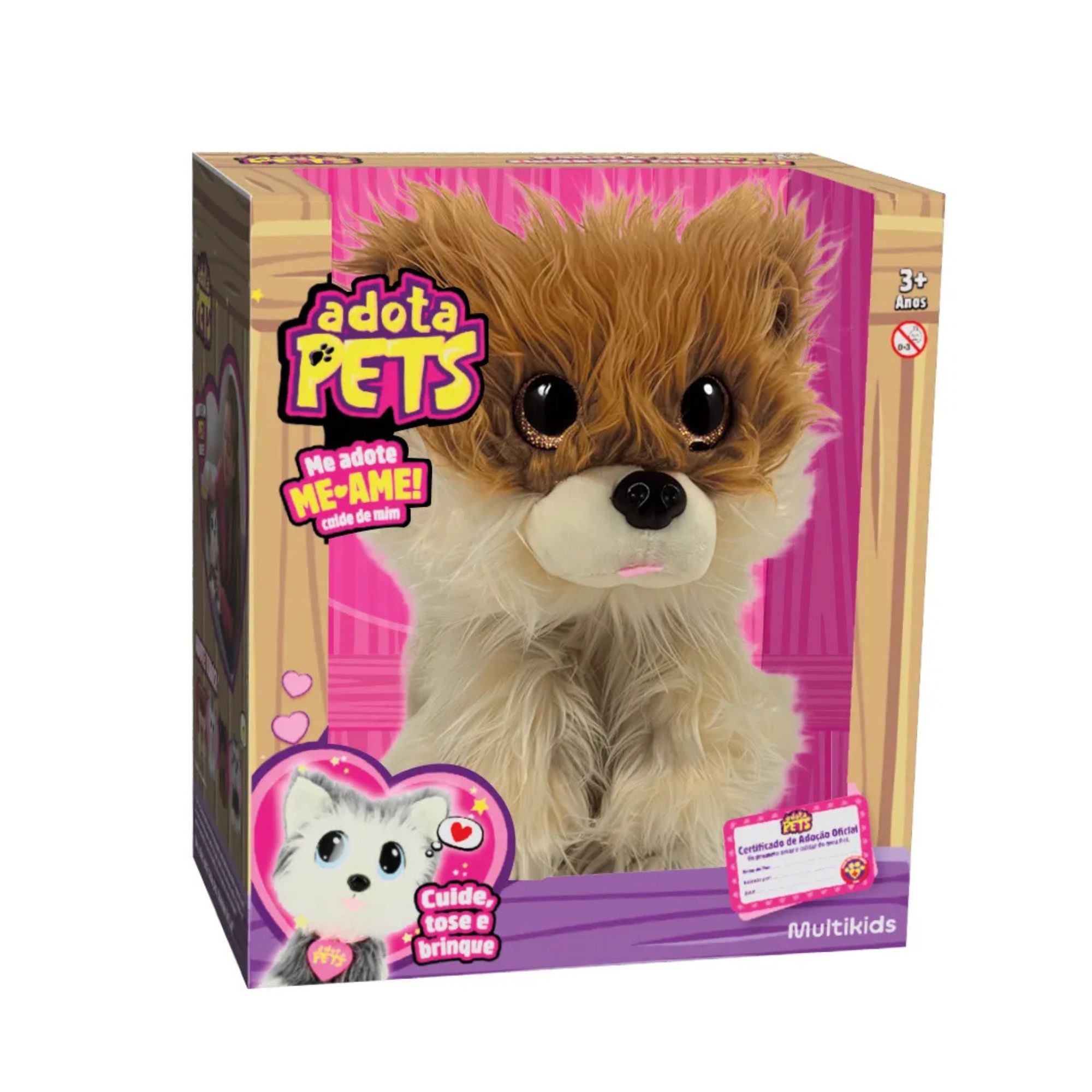 Pelúcia Adota Pets Caramelo com Acessórios e Certificado de Adoção Multikids - BR2602
