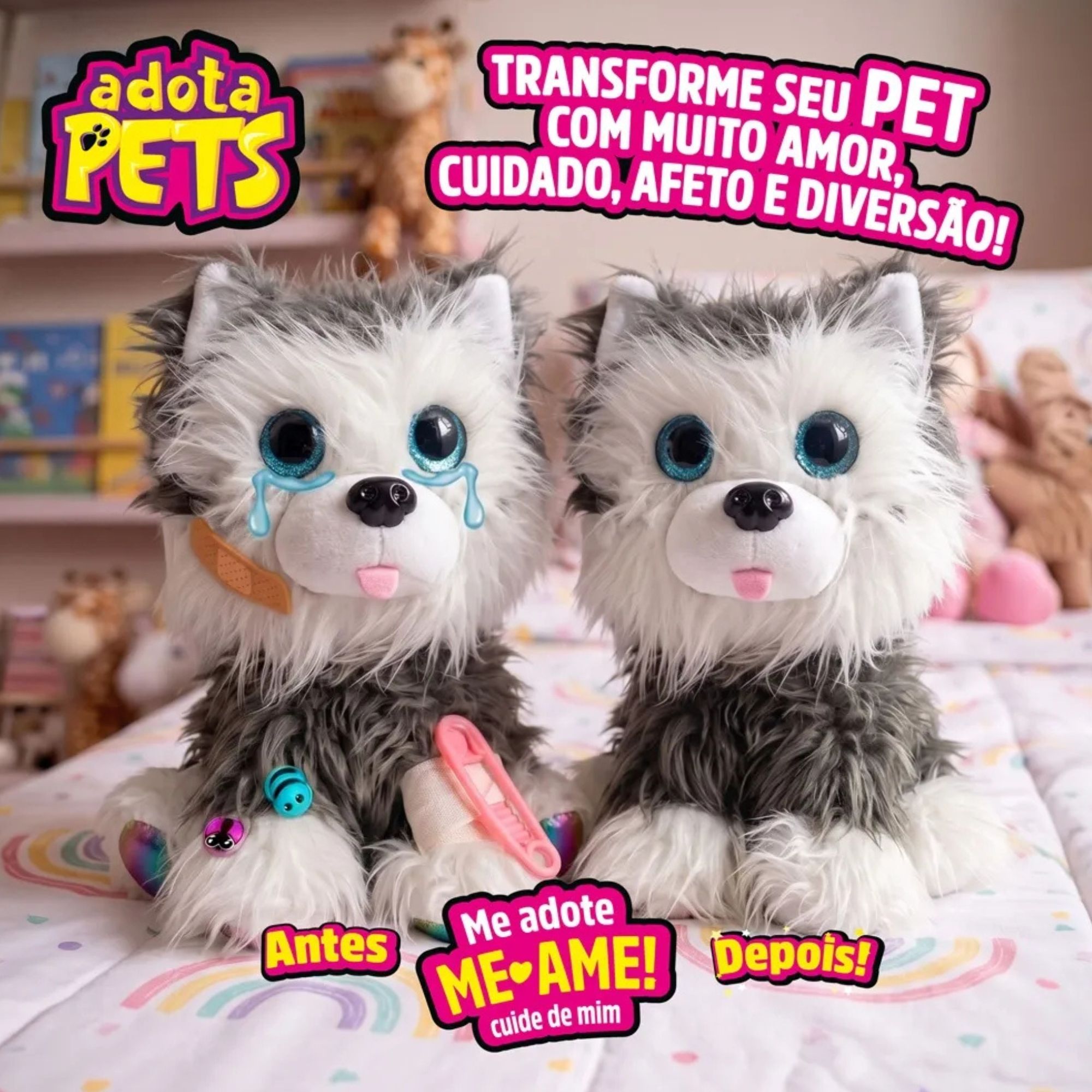 Pelúcia Adota Pets Cachorrinho Max com Acessórios e Certificado de Adoção Multikids - BR2605