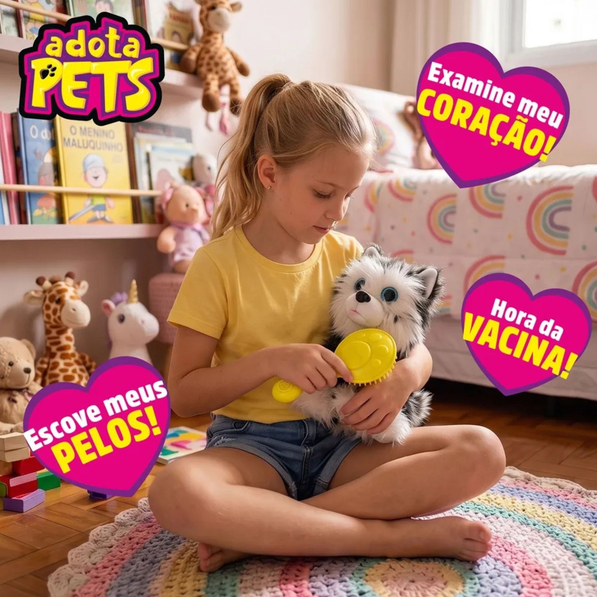 Pelúcia Adota Pets Cachorrinho Max com Acessórios e Certificado de Adoção Multikids - BR2605