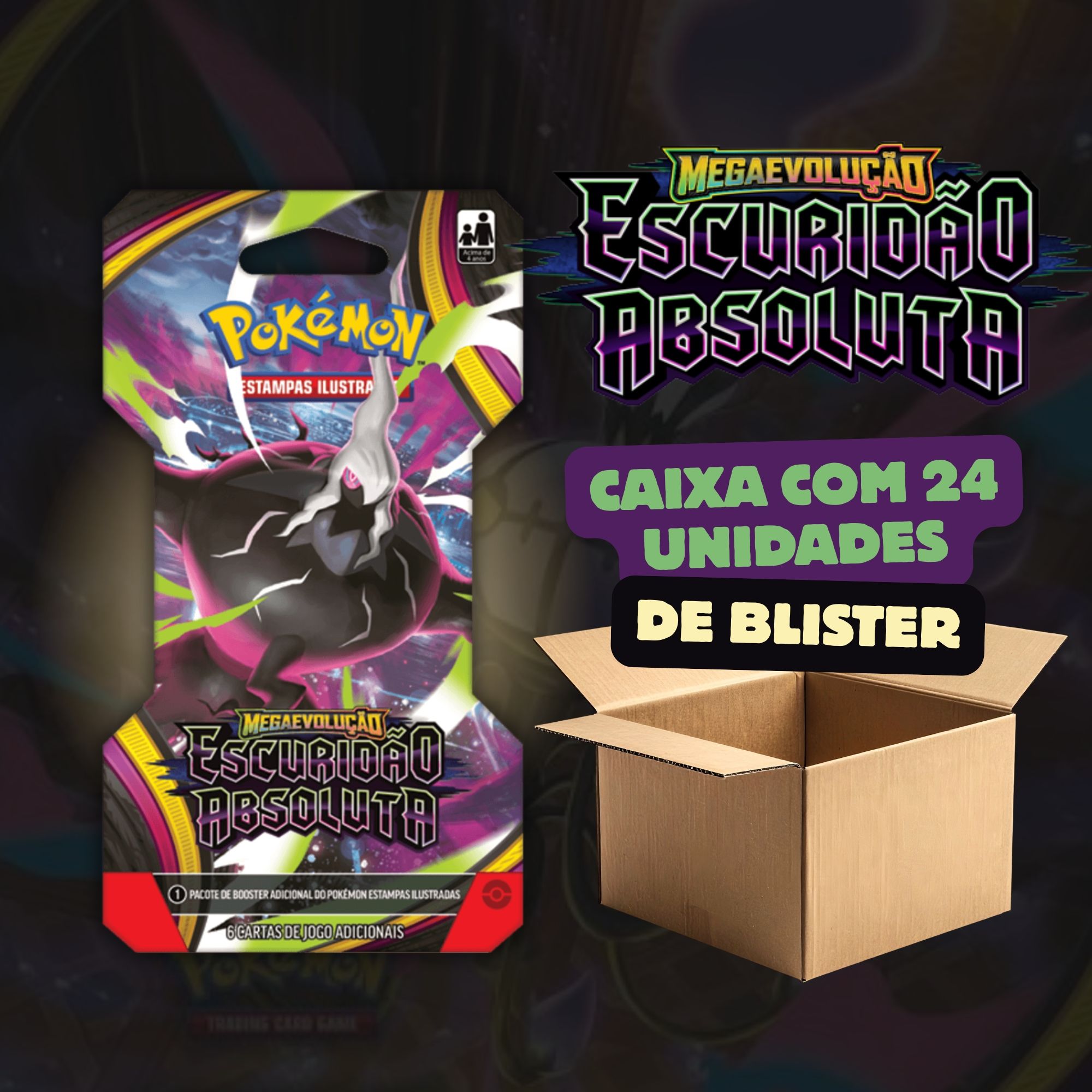Pokemon Blister Unitário ME05 Escuridão Absoluta (Caixa com 24 unidades) Copag - 36889