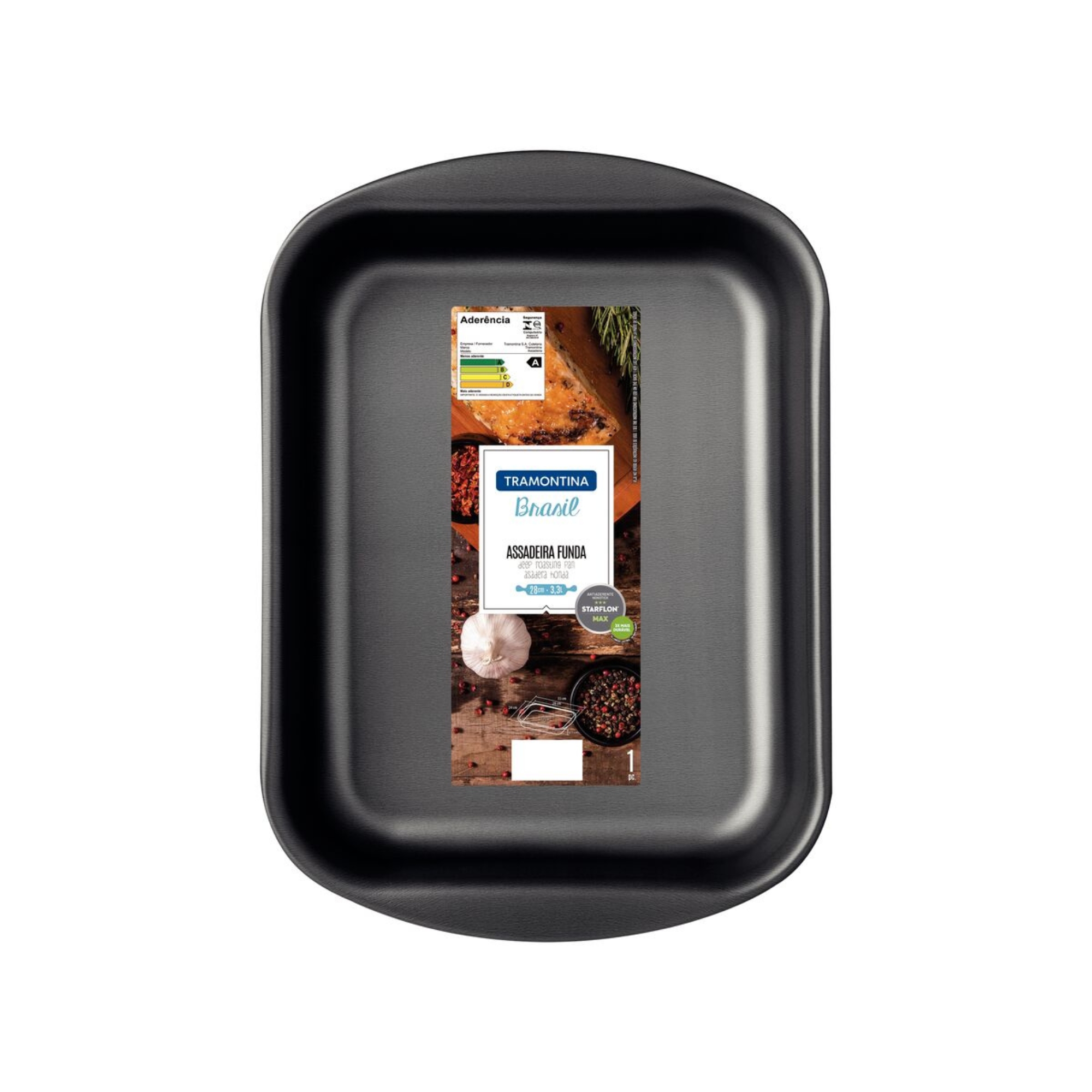 Assadeira Funda em Alumínio Antiaderente Starflon Max Grafite 28 cm 3,3 L Tramontina - 20051028