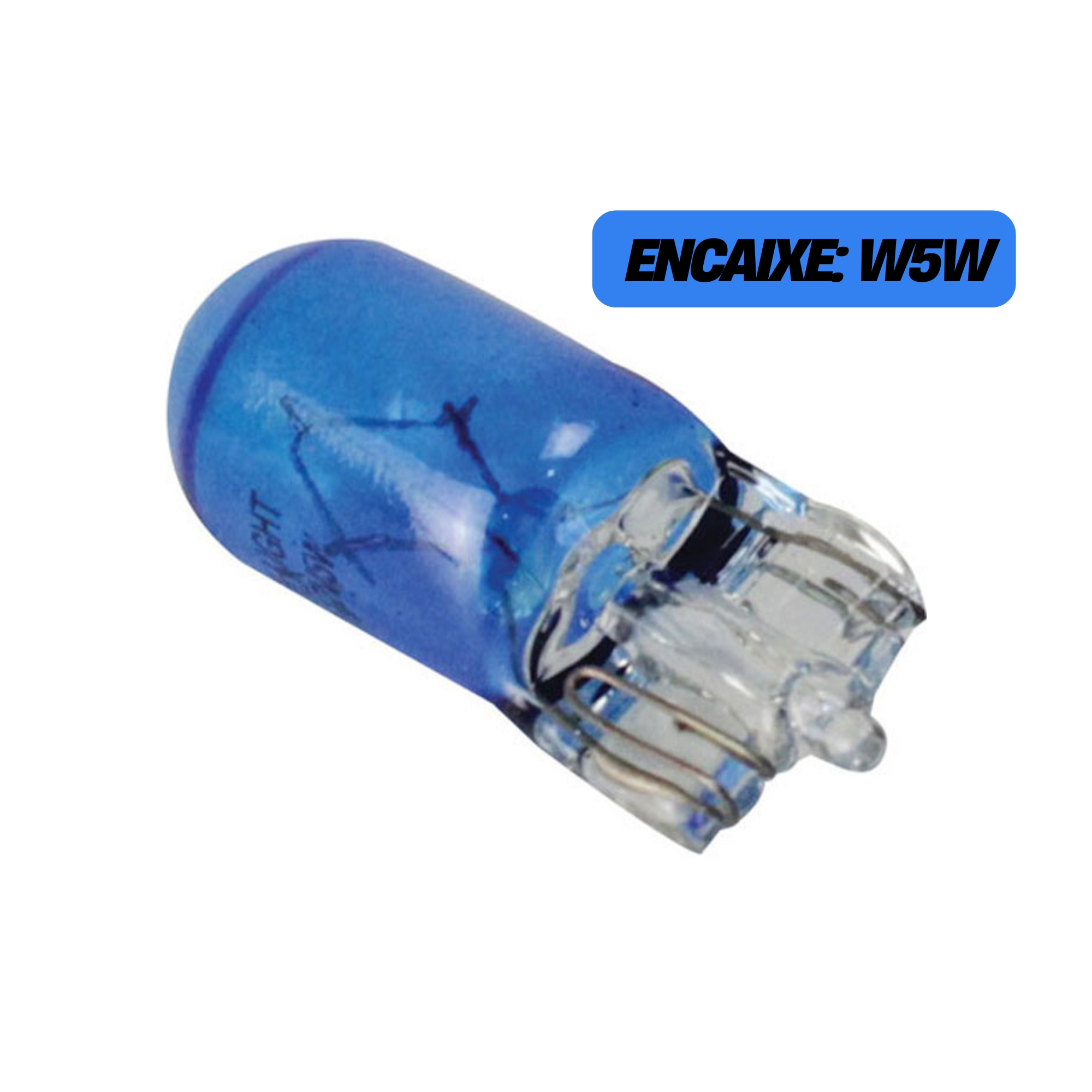 Lâmpada T10 12V W2,1 X 9,5D Pingão Azul (Caixa com 10 unidades) Shocklight - SL-12T10AZ