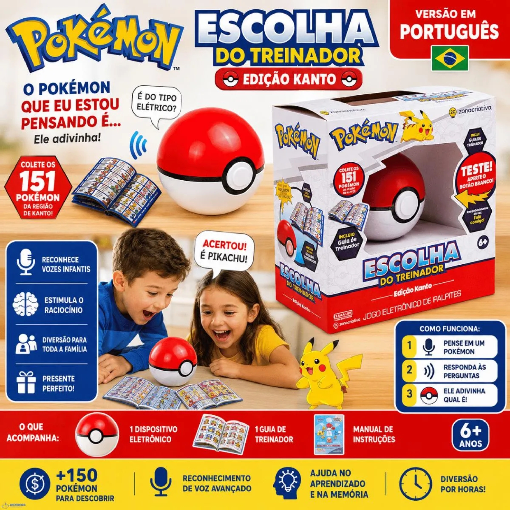 Brinquedo Pokemon Trainer Guess Escolha do Treinador Pokebola Zona Criativa - 10100037