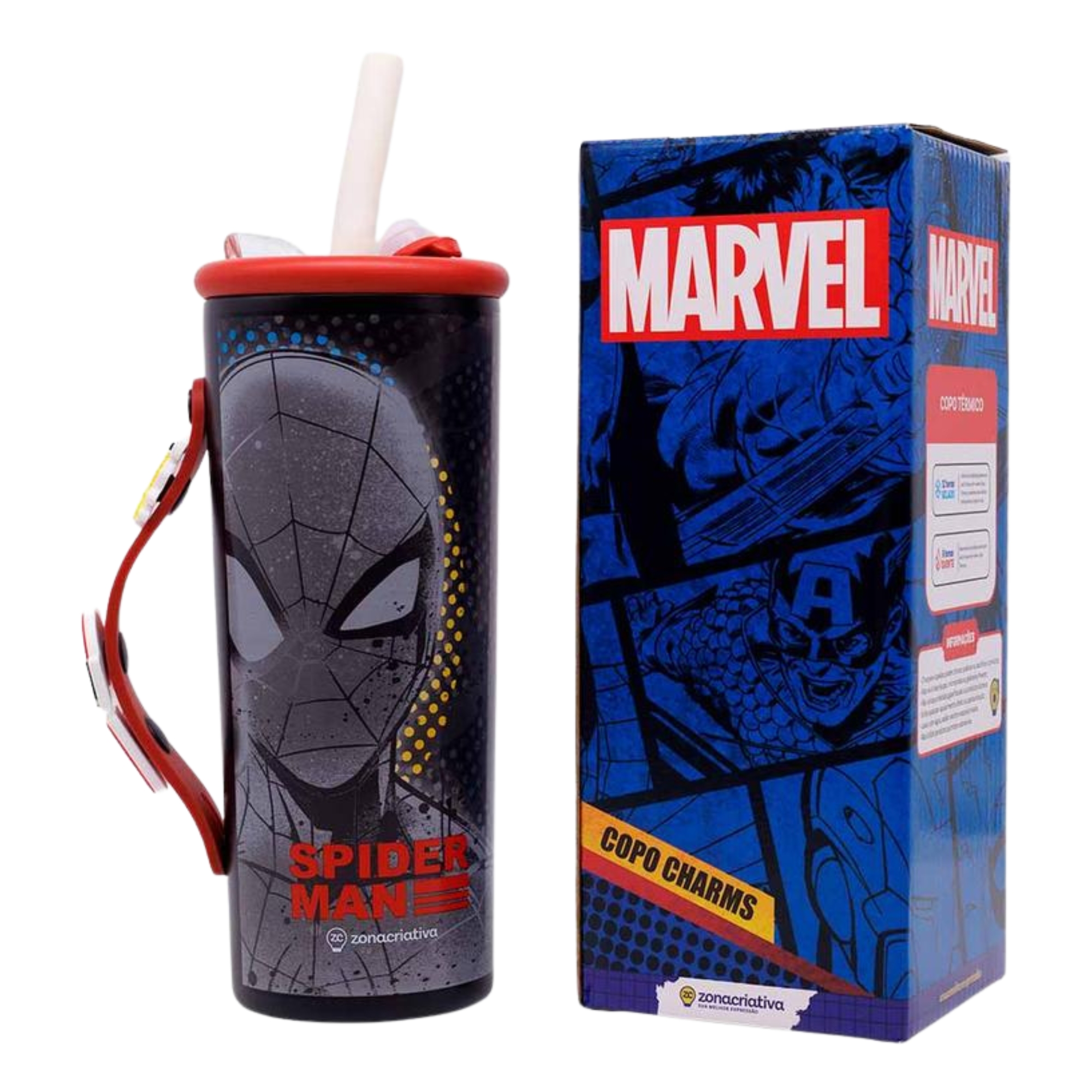 Copo Charms 600ml Spider Man Zona Criativa - 10026919