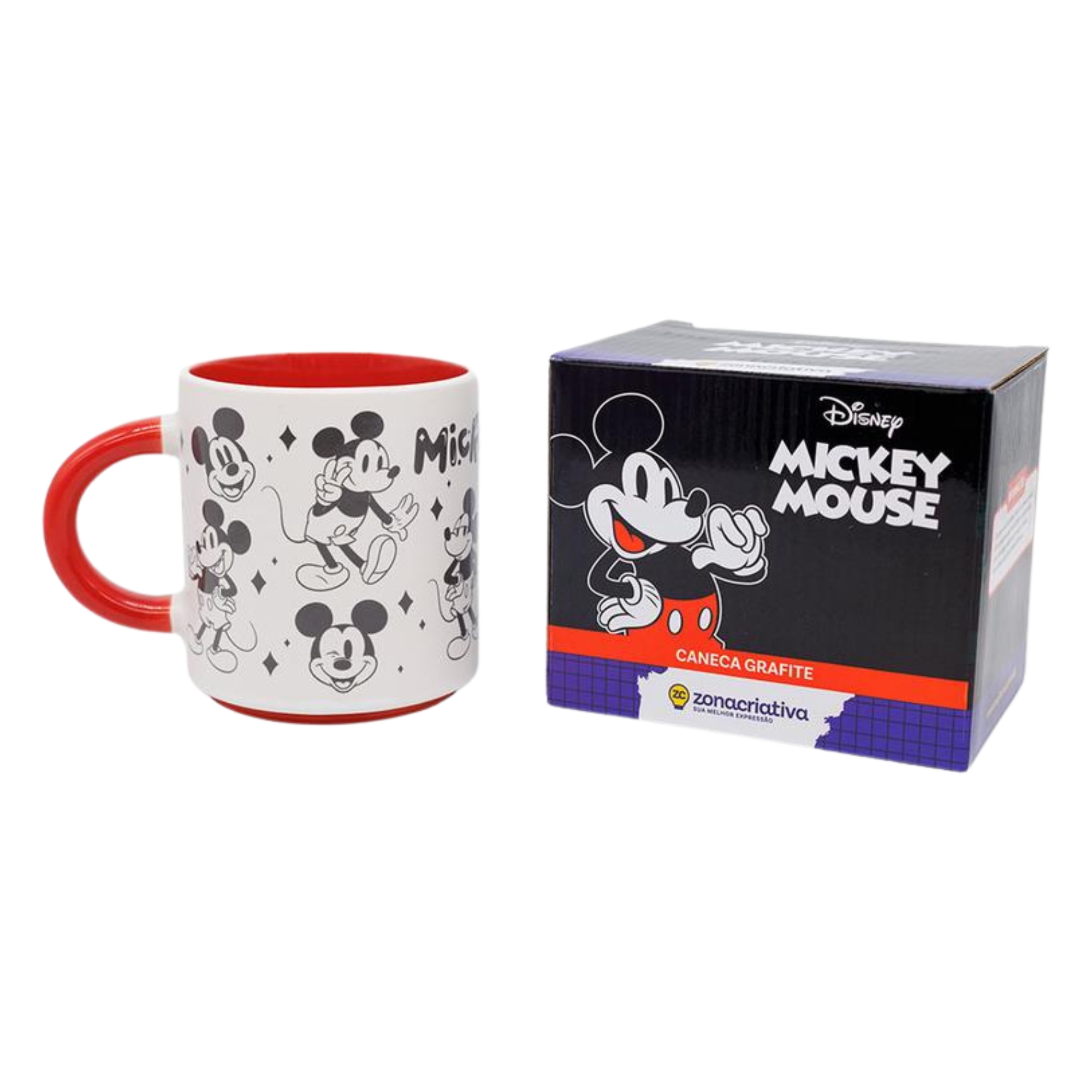 Caneca Grafite 500ml Mickey Mouse Zona Criativa - 10026954