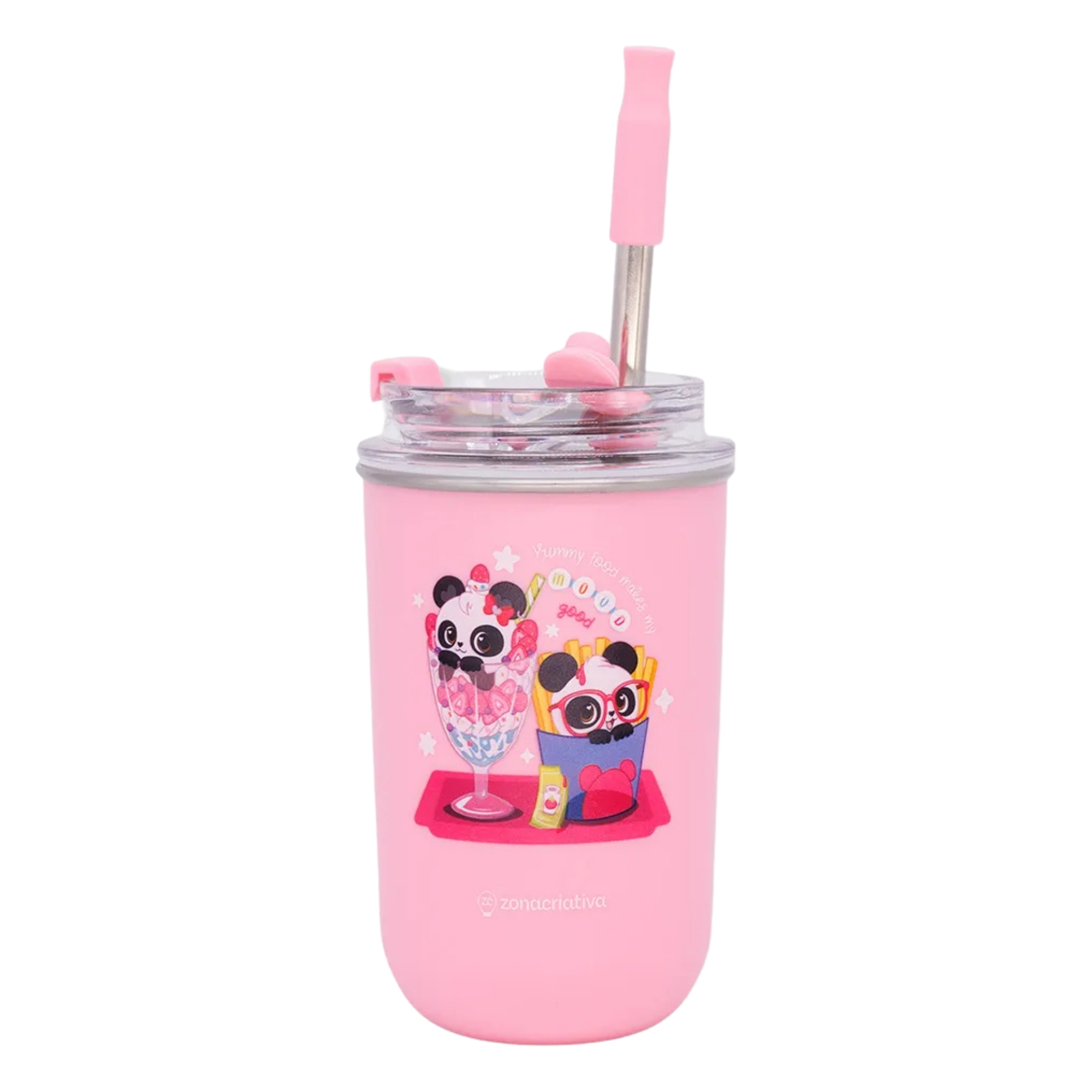 Copo Neo com Canudo Luluca 300ml Zona Criativa - 10027127