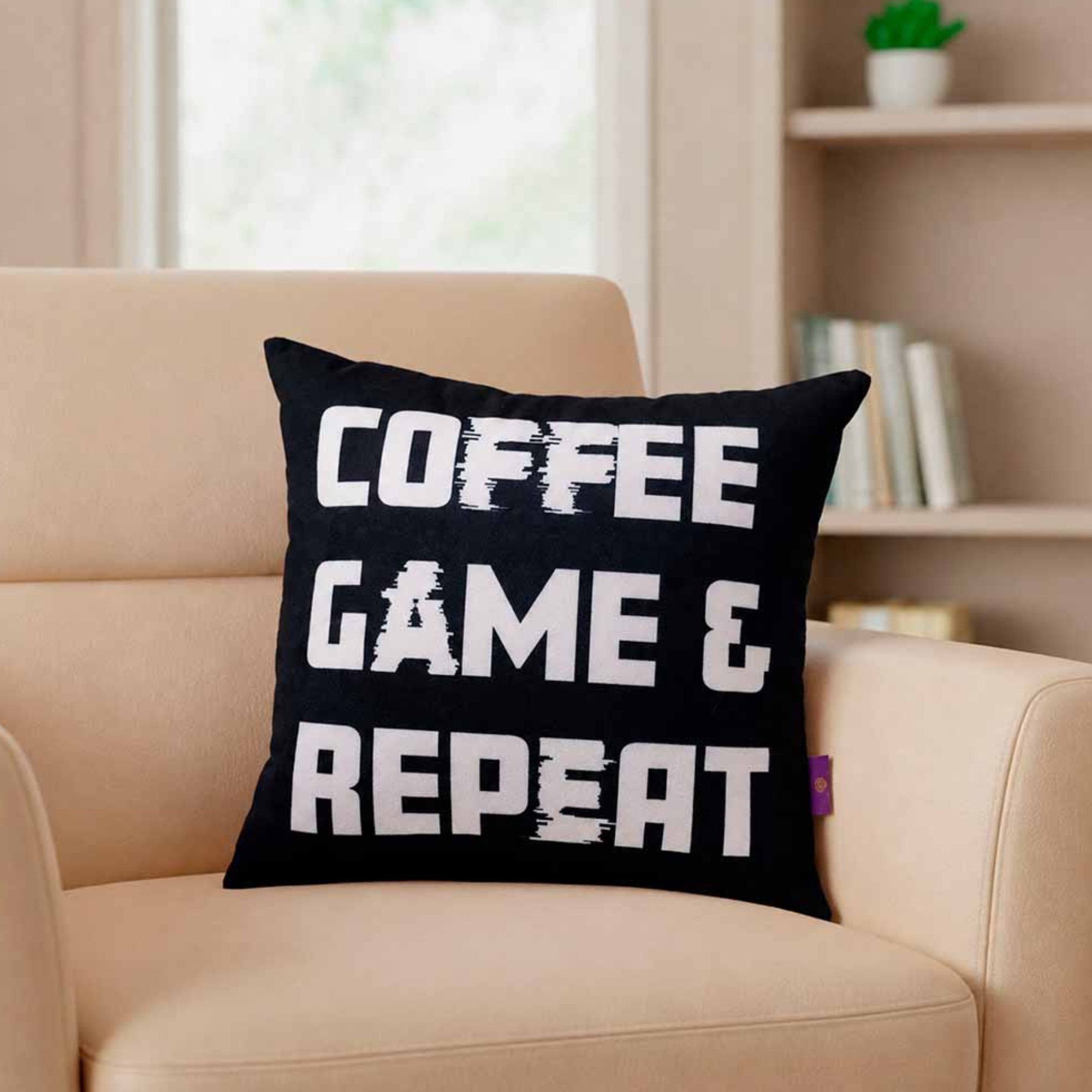 Almofada Fibra Veludo 40x40cm Game Repeat Zona Criativa - 10065696