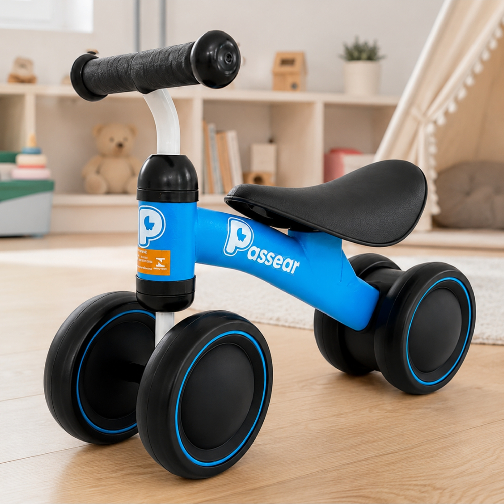 Bicicleta de Equilíbrio 4 Rodas YUPI cor Azul Passear Baby - 7908488107545