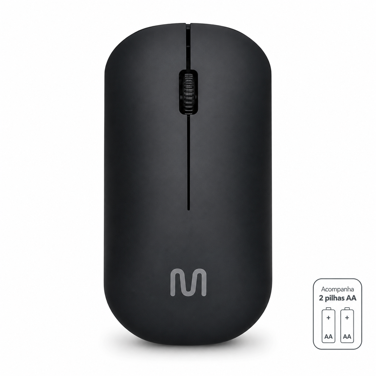 Mouse Sem Fio Slim Box Conexão Usb 1200dpi 3 Botões Box Preto - MO307 (Acompanha Pilhas)