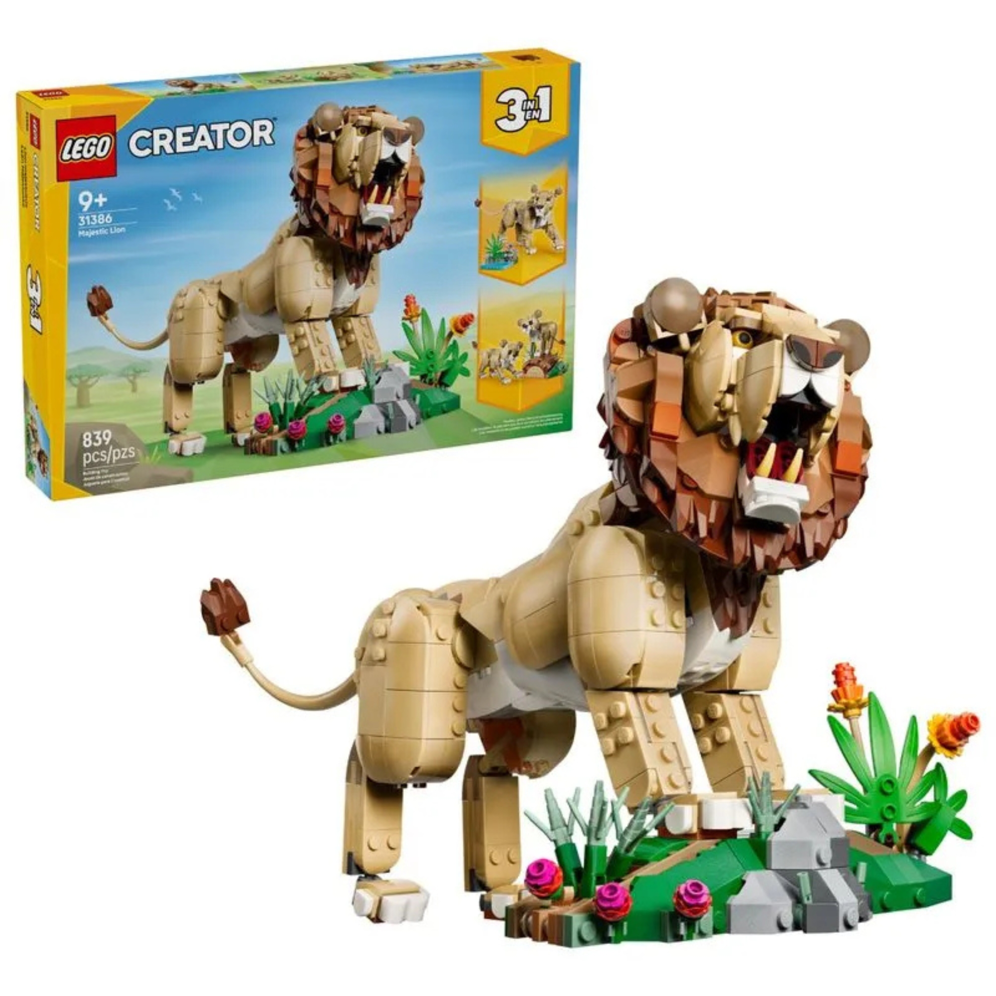 LEGO Creator 3 em 1 - Animais Selvagens: Leão Majestoso c/ 839 peças - 4111131386