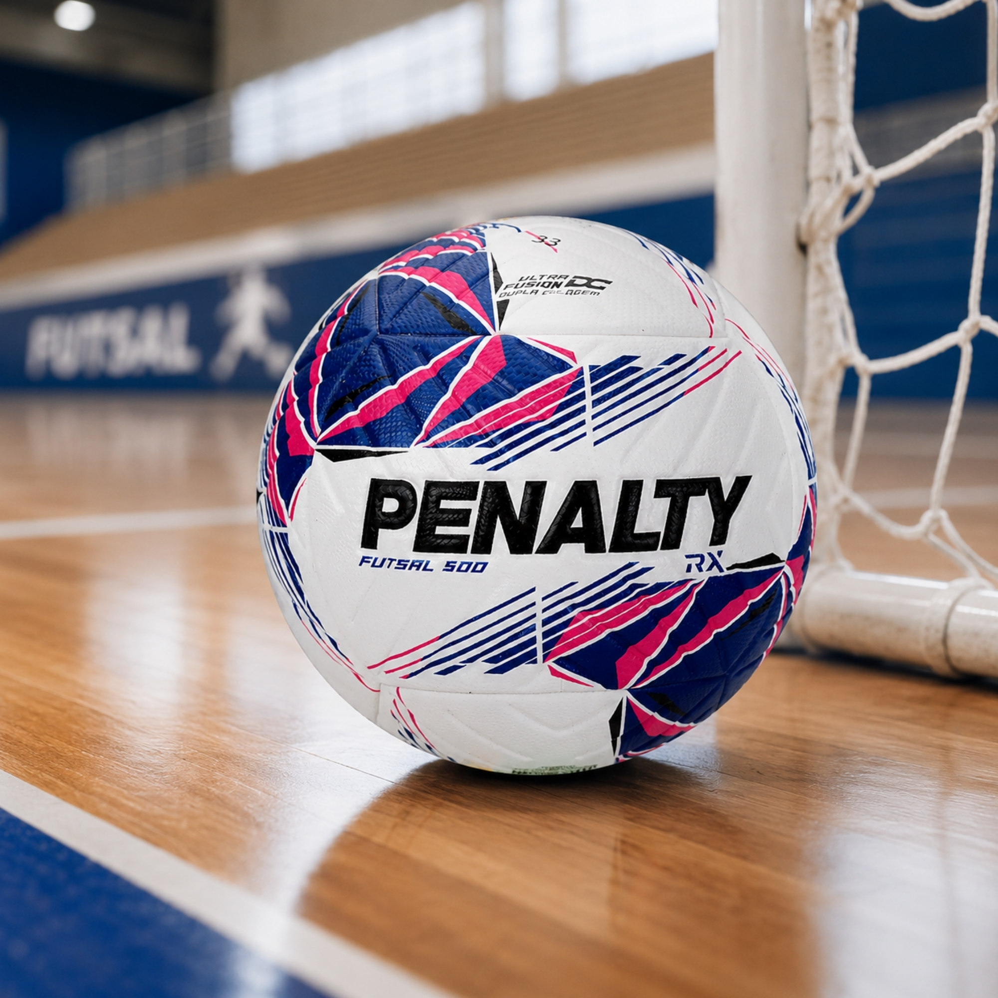 Bola de Futsal RX 500 XXVI Branca Azul e Rosa Penalty - 5214531071-U