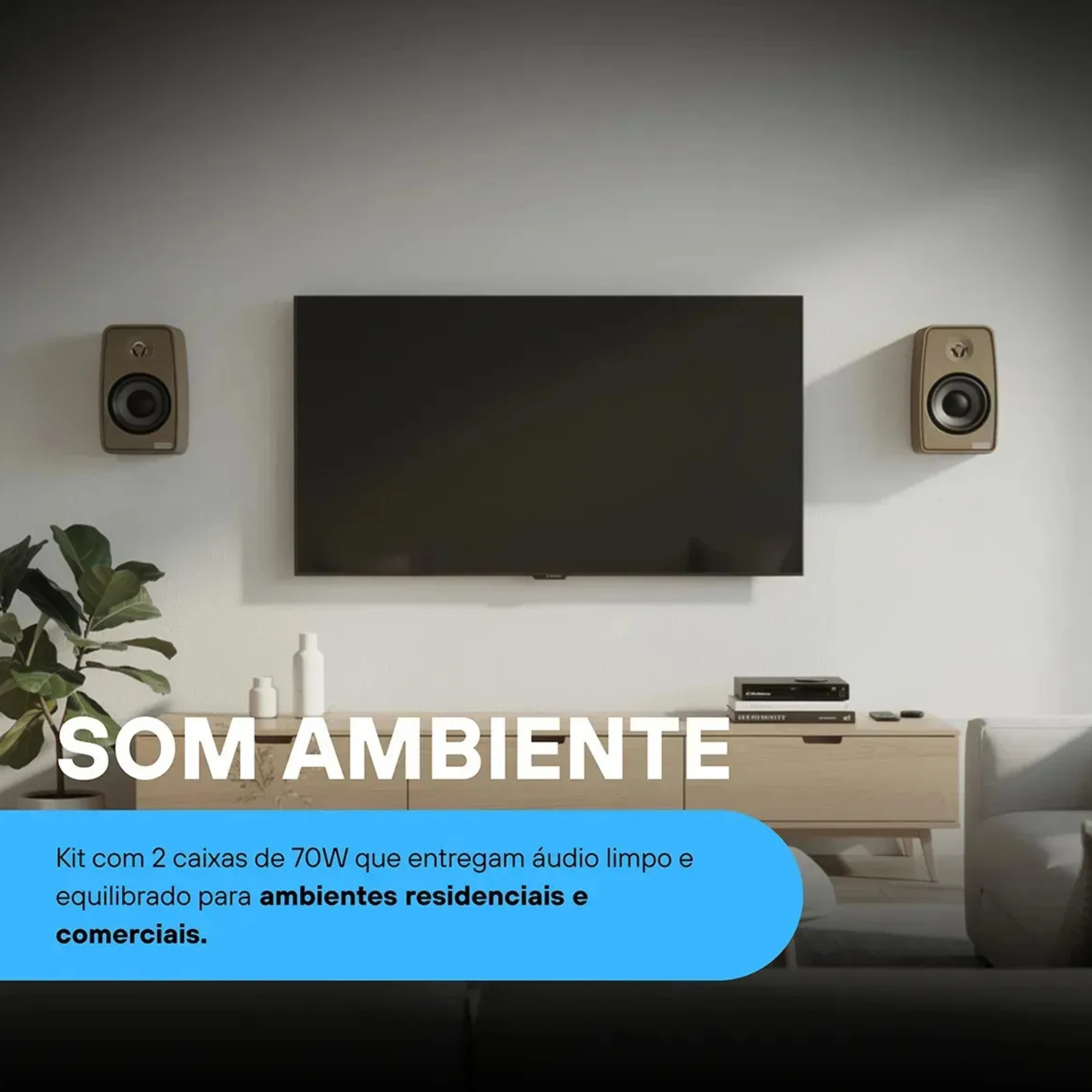 Par de Caixas de Som Ambiente 4 Polegadas 70W 8Ohms cor Cinza Petra Leson - 2LS70CX04
