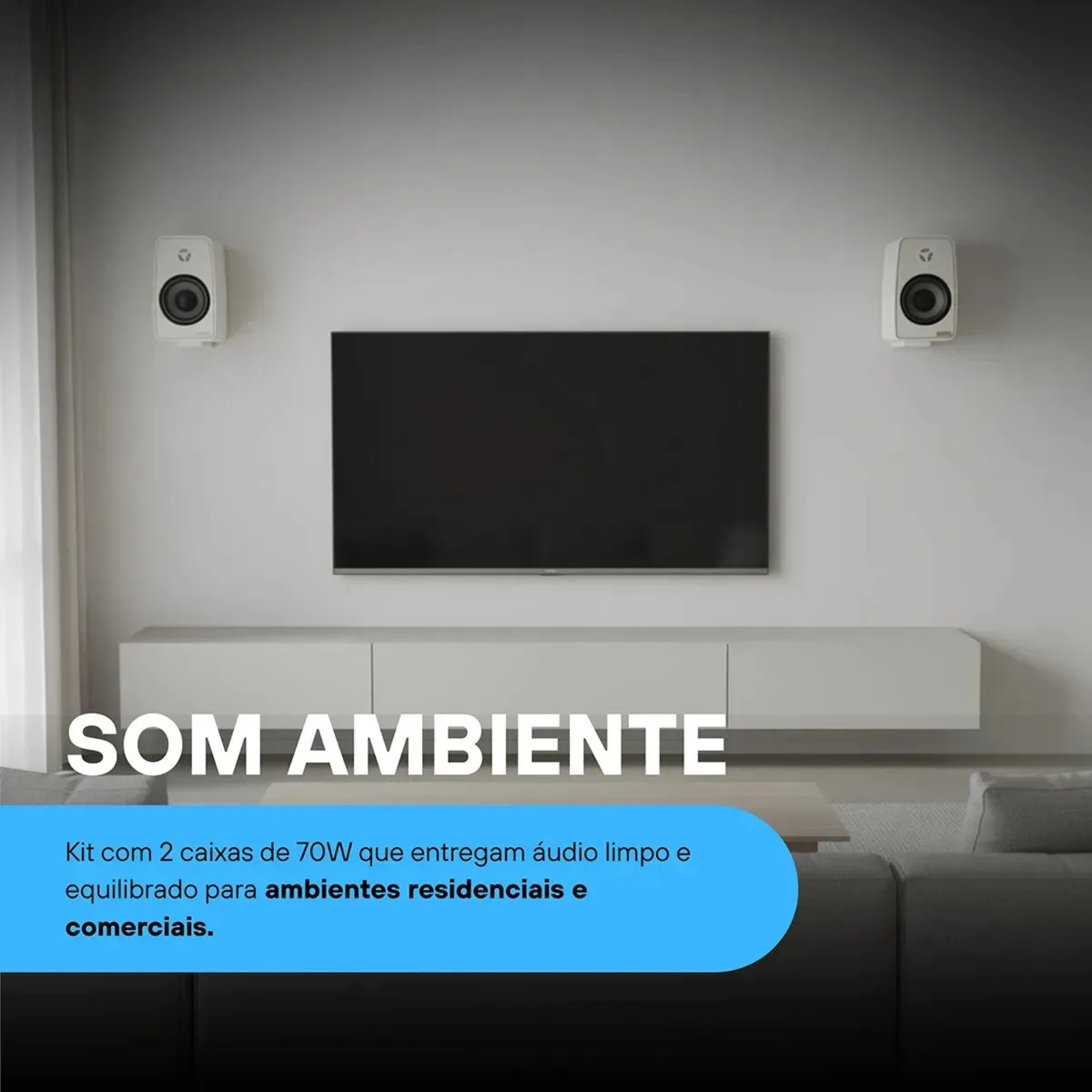 Par de Caixas de Som Ambiente 4 Polegadas 8Ohms 70W cor Marfim Leson - 2LS70CX02