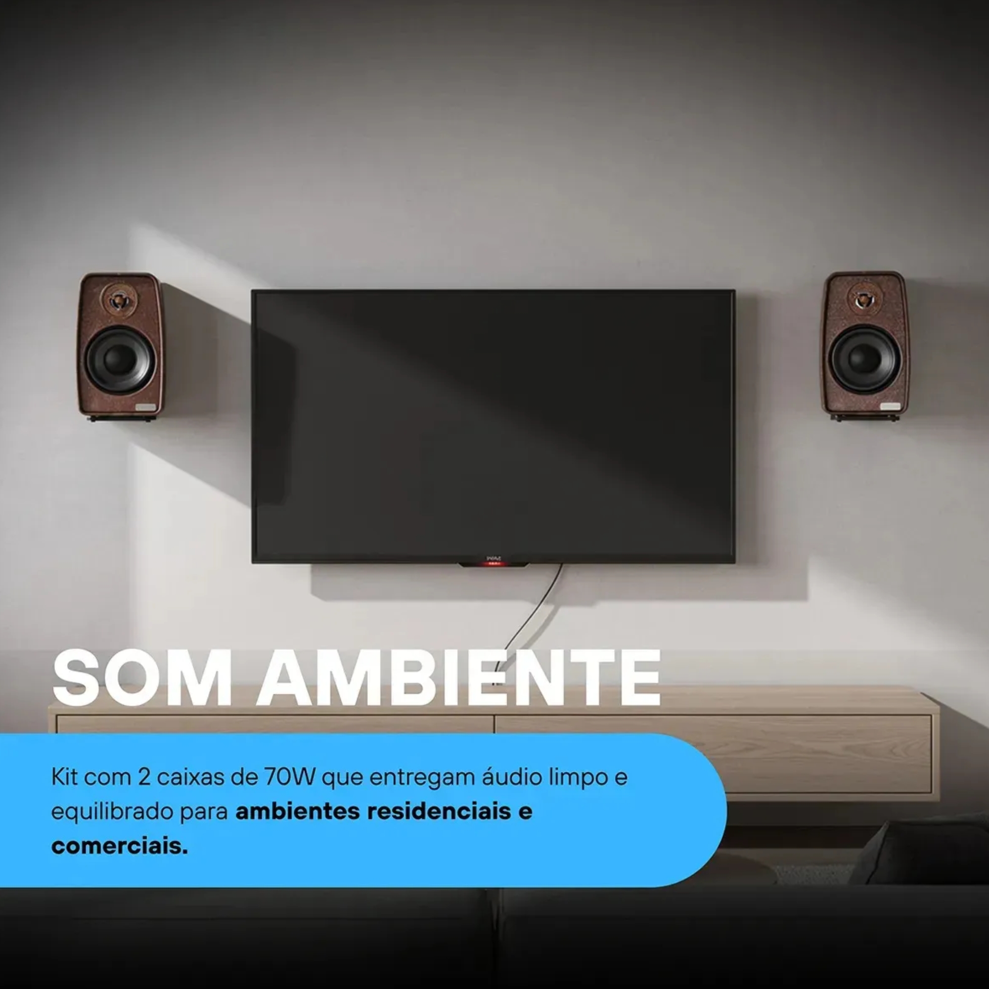 Par de Caixas de Som 4" 70W RMS por Caixa 8Ohms cor Imbuia  Leson - 2LS70CX03