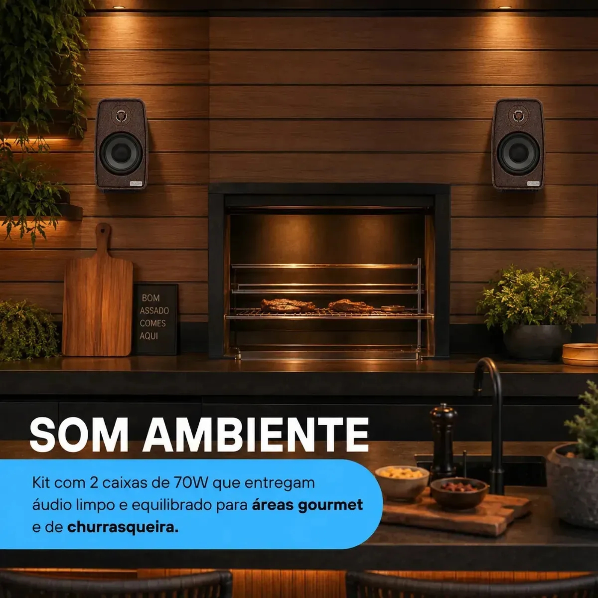 Par de Caixas de Som 4" 70W RMS por Caixa 8Ohms cor Imbuia  Leson - 2LS70CX03
