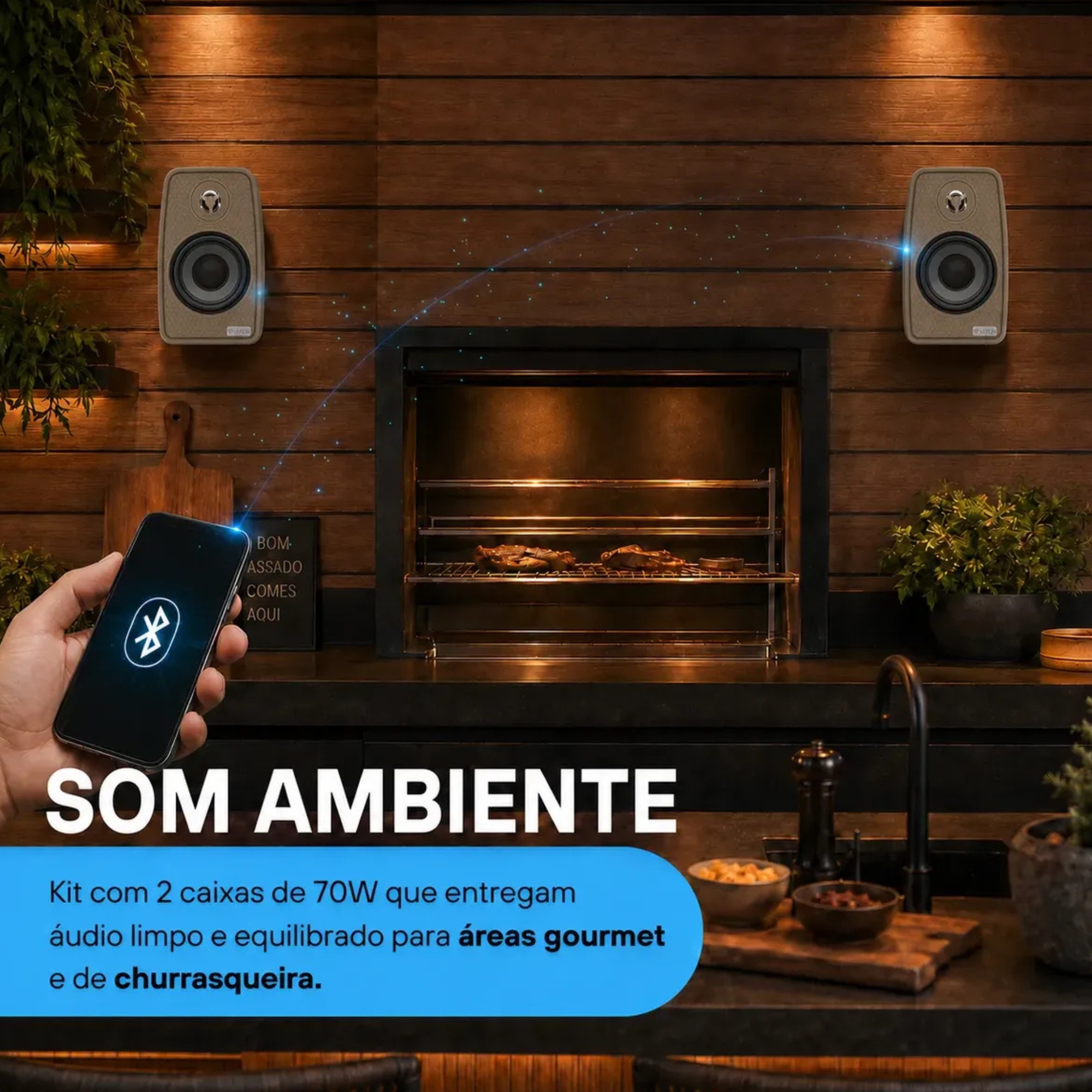 Par de Caixas de Som Ambiente 4 Polegadas 70W 8Ohms cor Cinza Petra Leson - 2LS70CX08