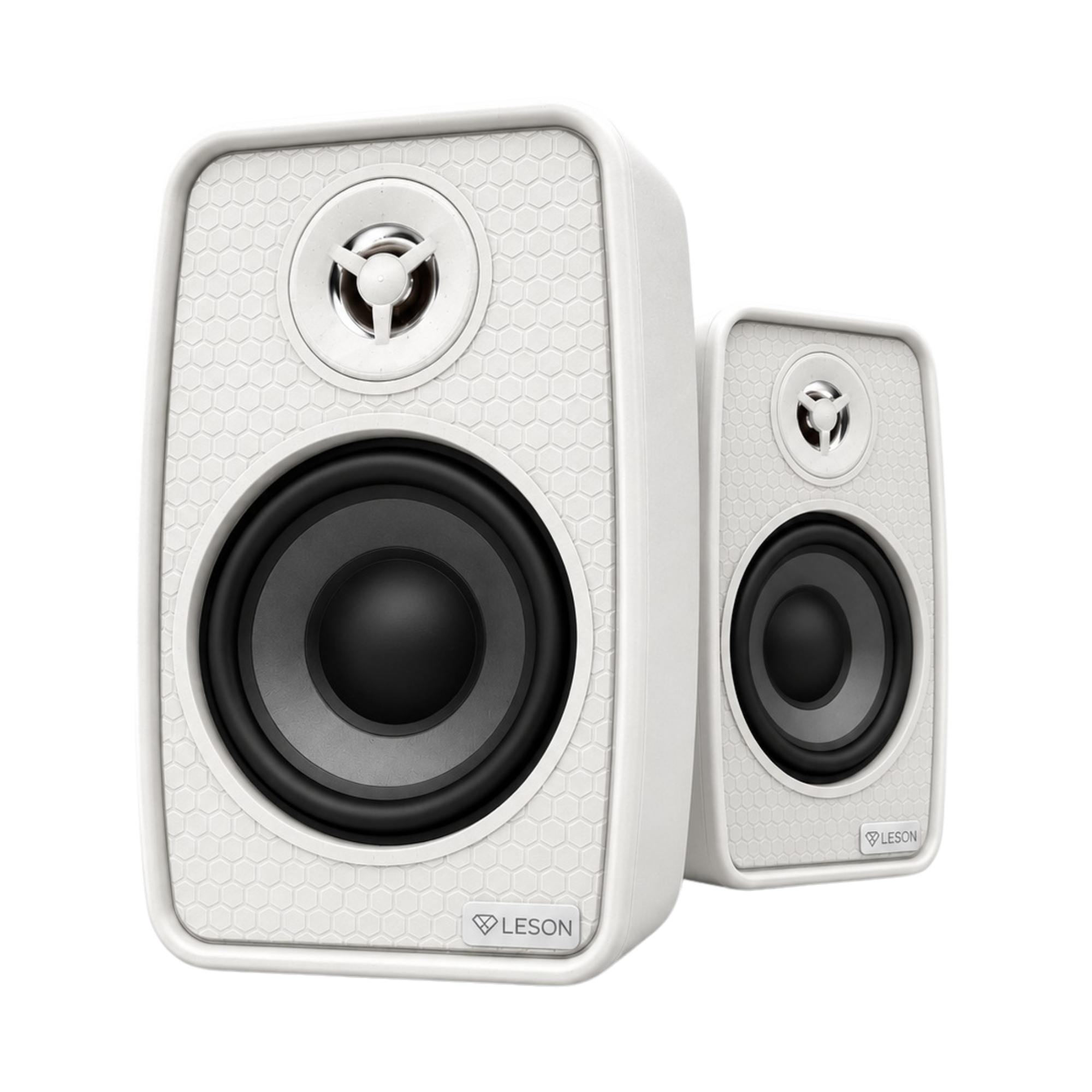 Kit 2 Caixas Som Ambiente Ativa Bluetooth + Passiva 70WRMS 8Ohms cor Branca Leson - 2LSCXB007