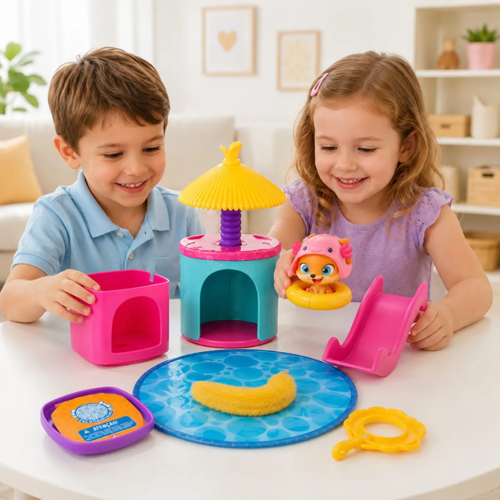 Brinquedo Playset Puppies Cachorrinho Festa na Piscina Happy Line Multikids - BR2729