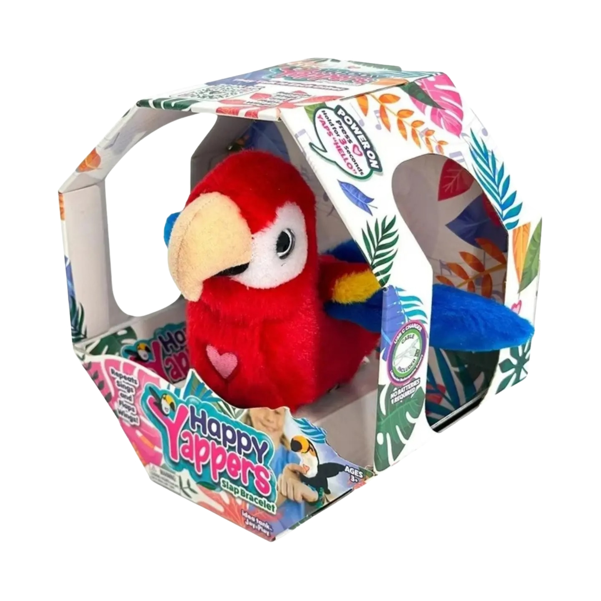 Pelúcia Interativa Happy Yappers Papagaio Vermelho Multikids - BR2779