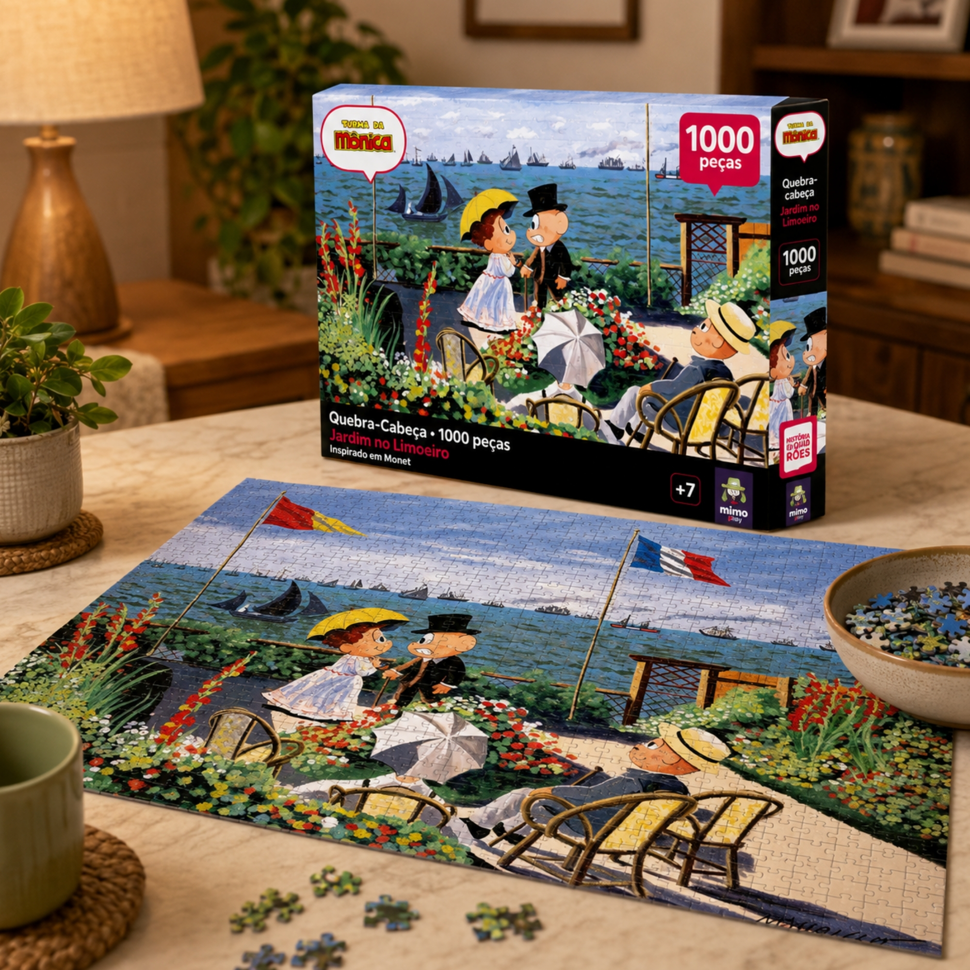 Quebra-Cabeça O Jardim de Monet Turma da Mônica 1000 peças Mimo Toys - 2684