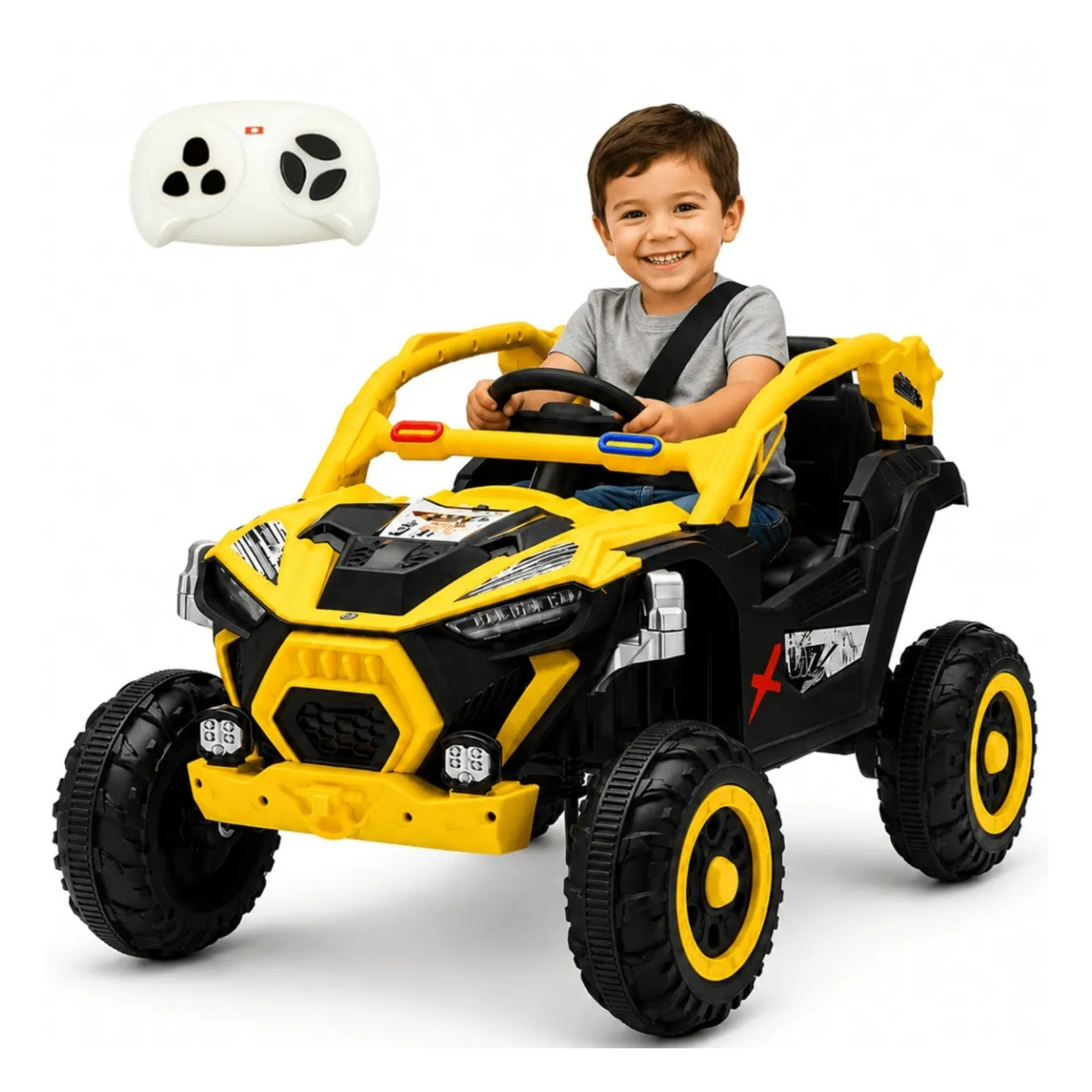 Carro Elétrico Infantil Mini UTV Adventure Amarelo 12V c/ Controle Remoto Zippy Toys - 16149