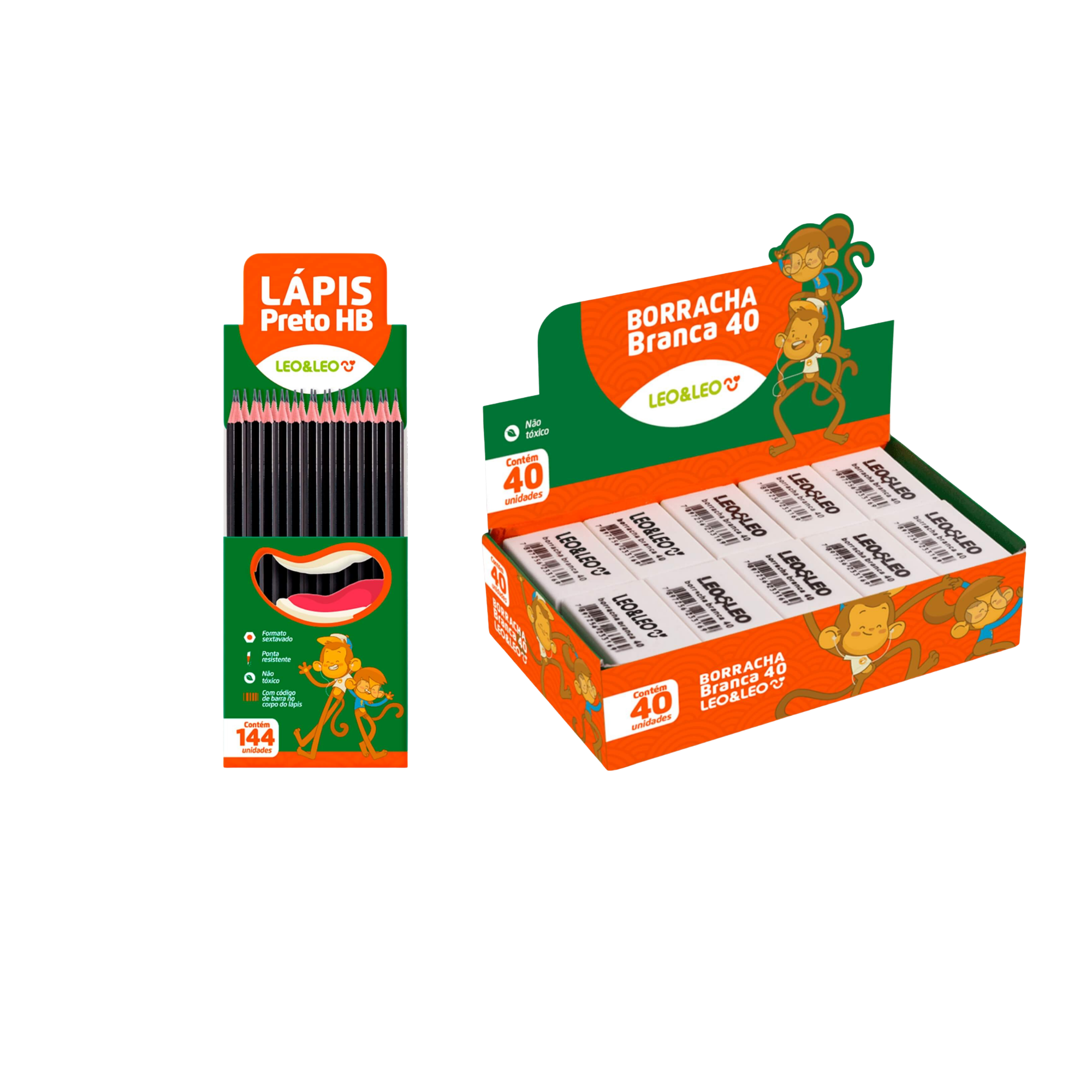 Kit Lápis e Borracha Leonora - Lápis Grafite HB e Borracha Branca