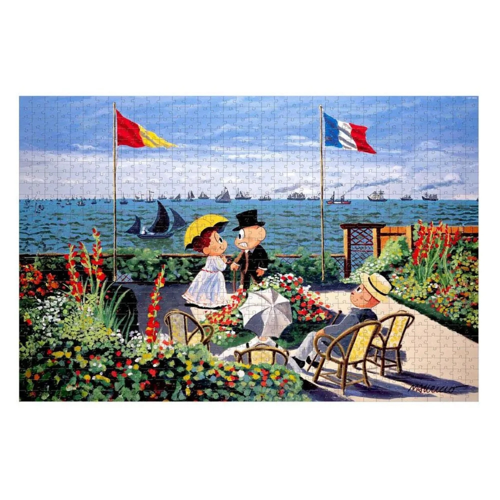 Kit Quebra-Cabeça O Jardim de Monet Turma da Mônica 1000 peças + Cola Quebra Cabeça Fosca
