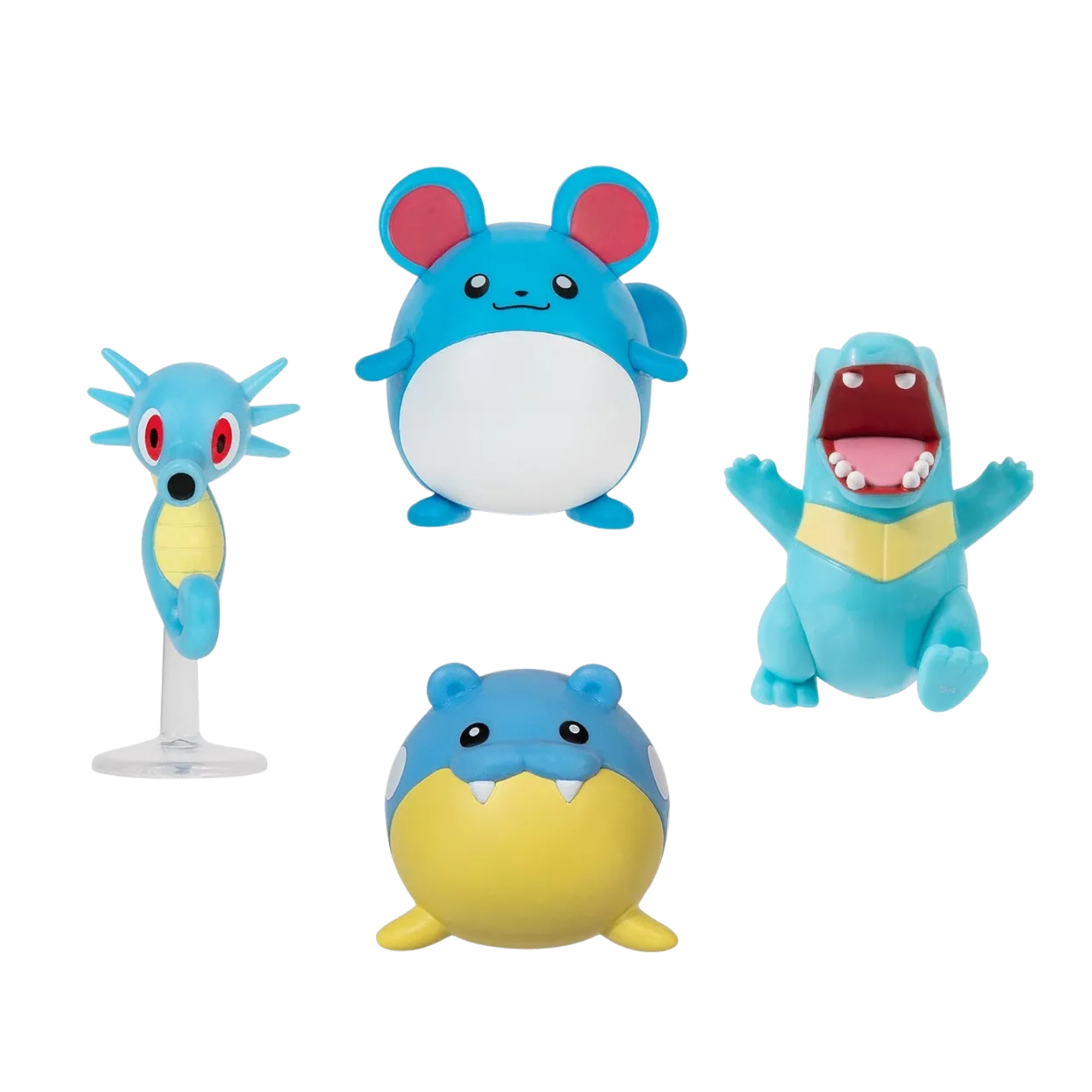 Multipack 4 Bonecos Pokemon tipo Água - Horsea, Totodile, Marill, Spheal Sunny - 005014