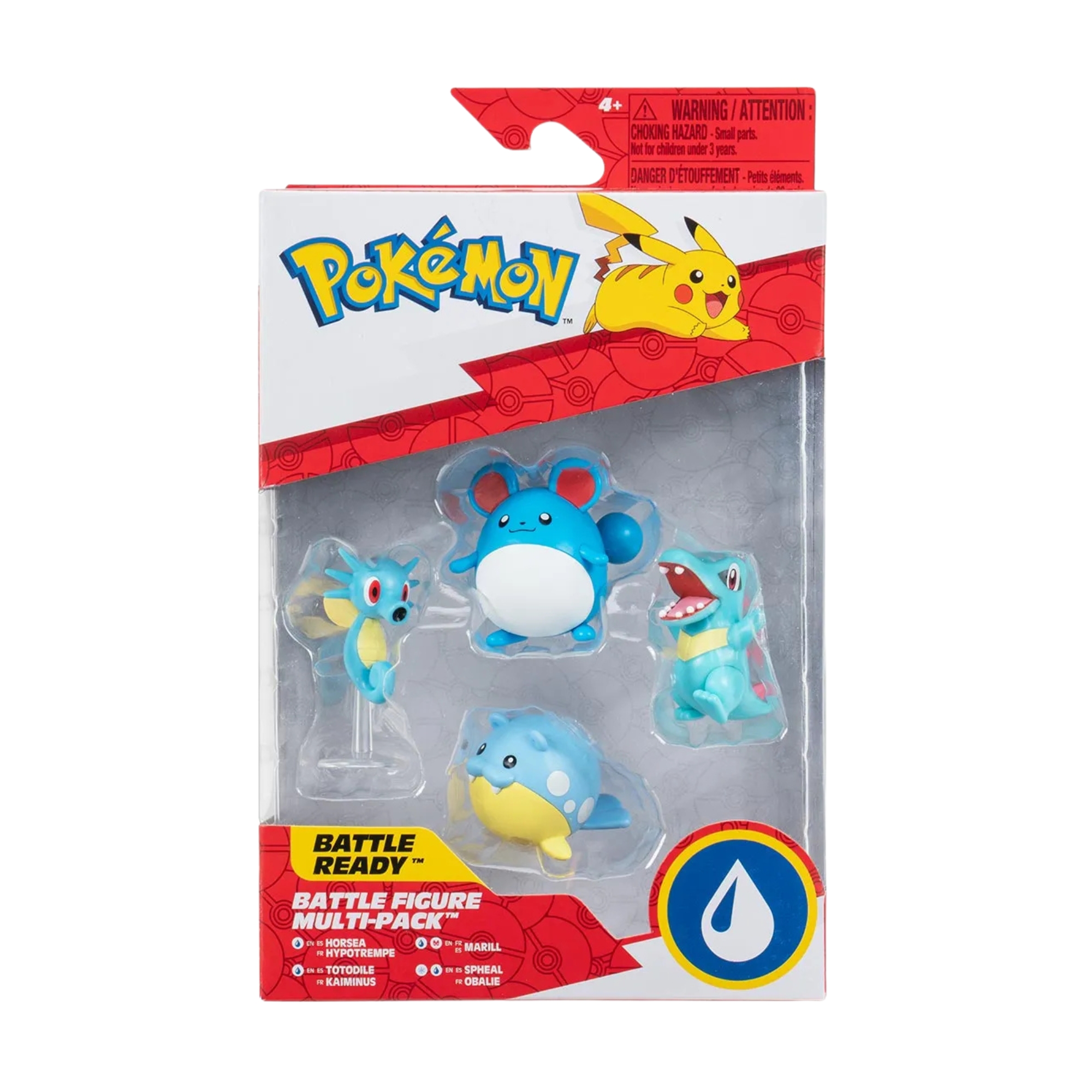 Multipack 4 Bonecos Pokemon tipo Água - Horsea, Totodile, Marill, Spheal Sunny - 005014