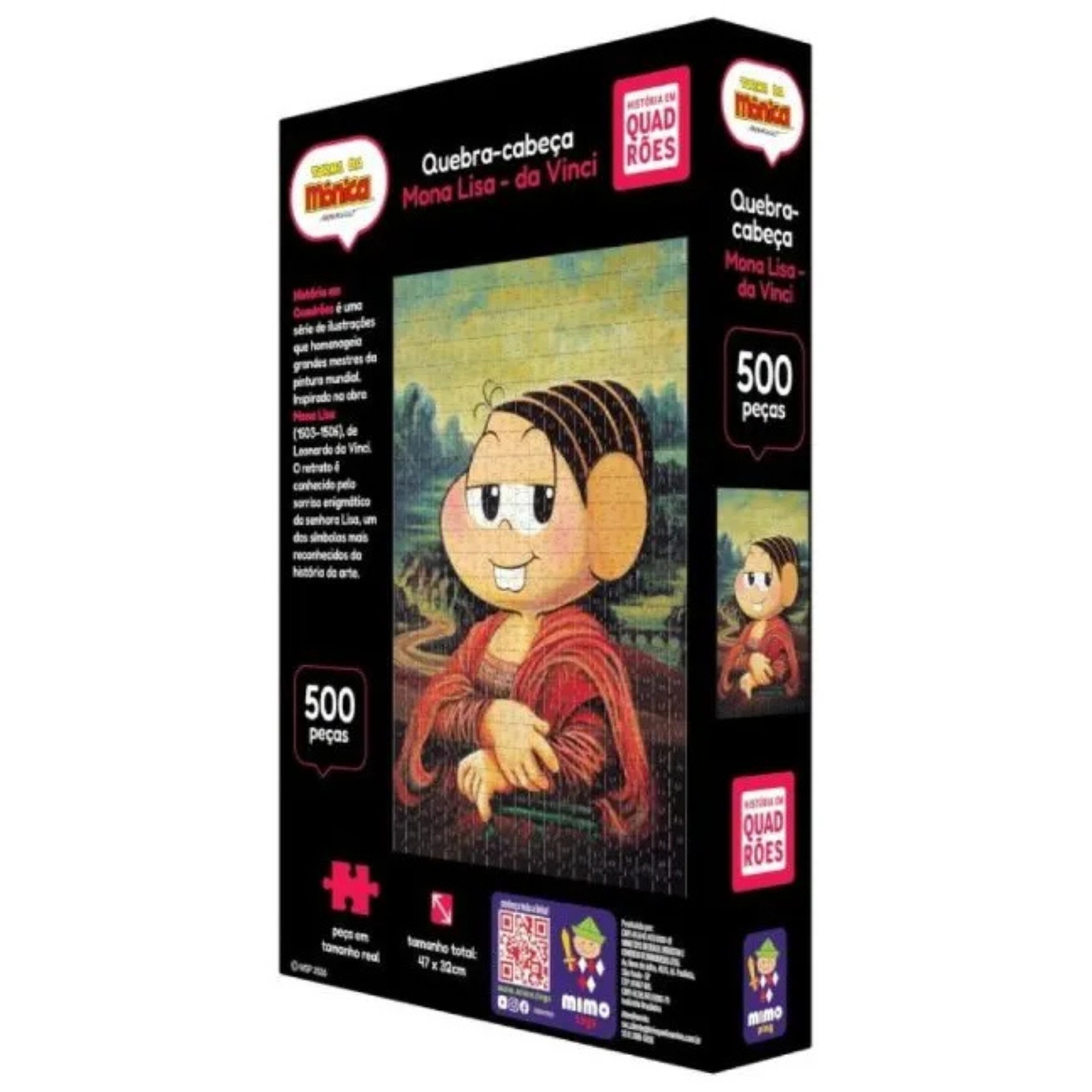 Quebra-Cabeça Turma da Mônica Mona Lisa - Leonardo da Vinci 500 peças Mimo Toys - 2680