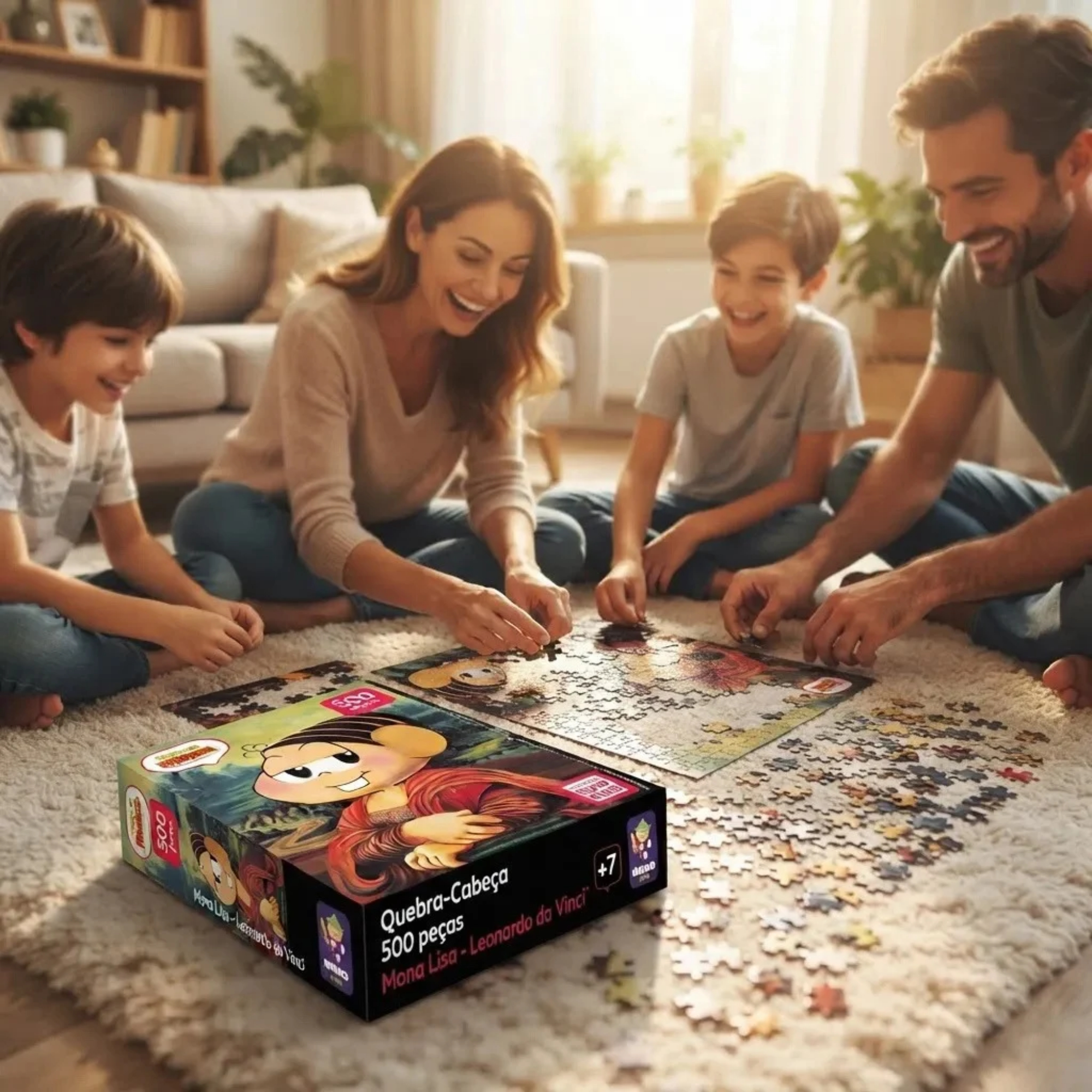 Quebra-Cabeça Turma da Mônica Mona Lisa - Leonardo da Vinci 500 peças Mimo Toys - 2680