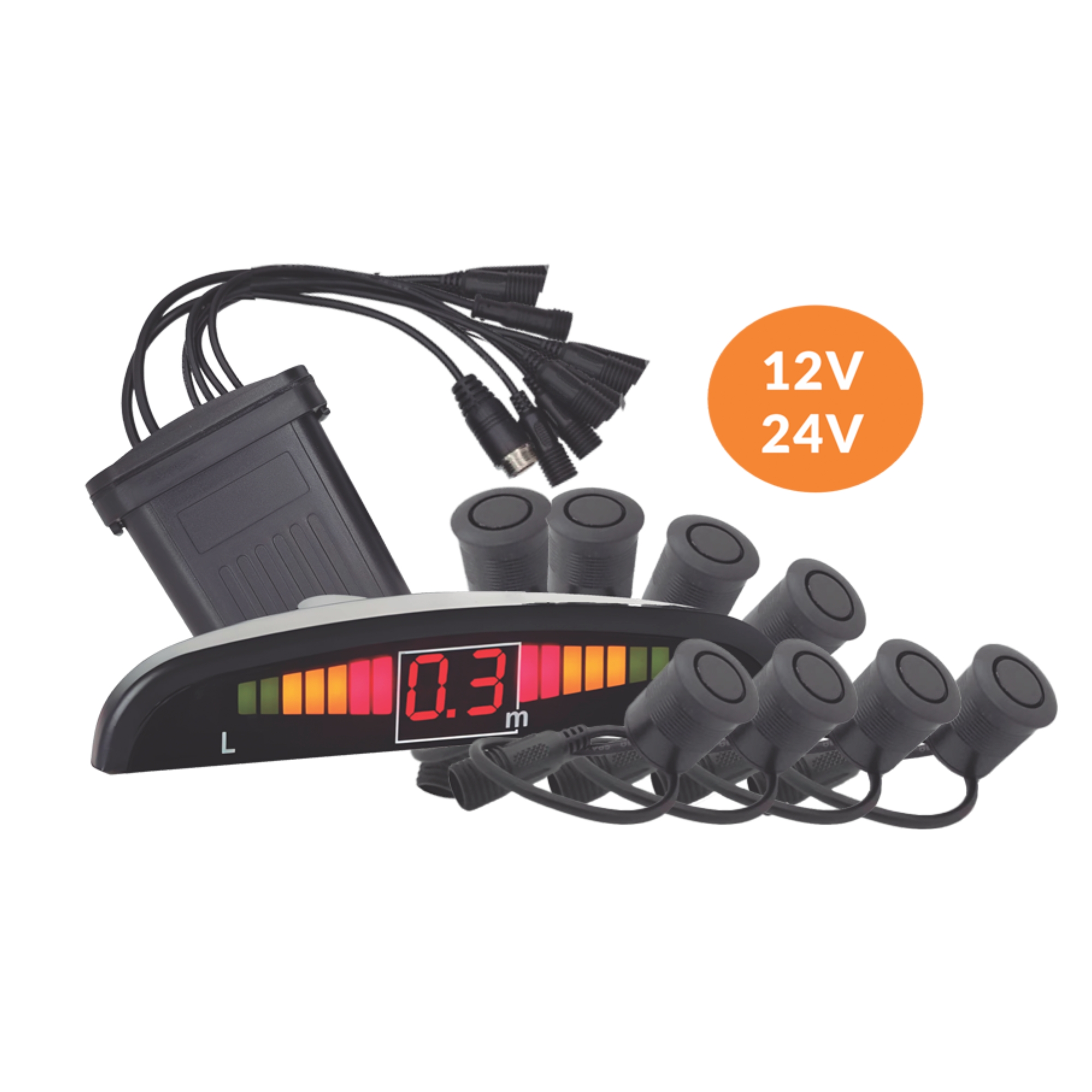 Sensor de Estacionamento 24V Preto Pro Line Roadstar - RS24V8PBR MI