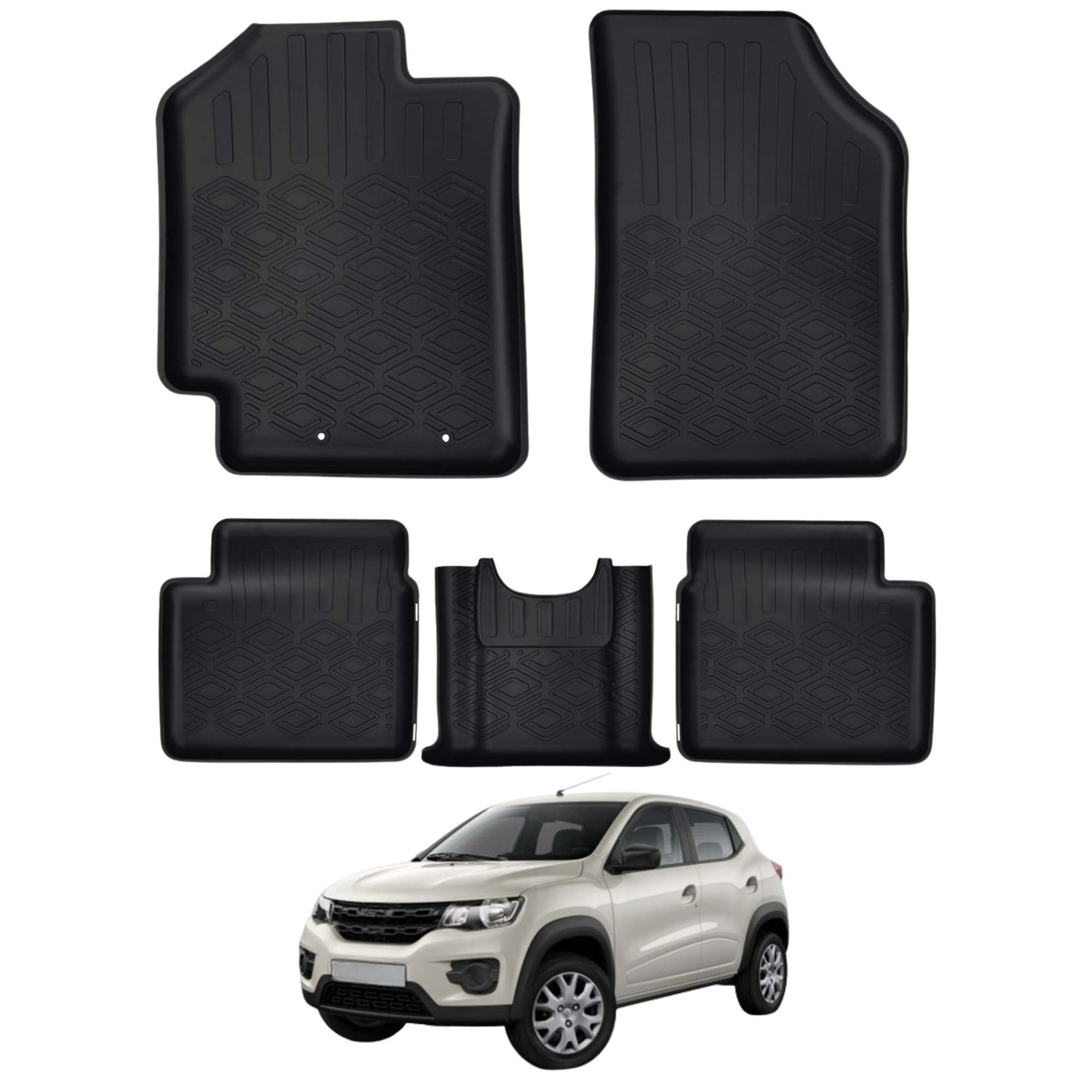 Tapete tipo Bandeja 4P Adaptável Kwid A partir de 2018 5 peças Grid - TB12001