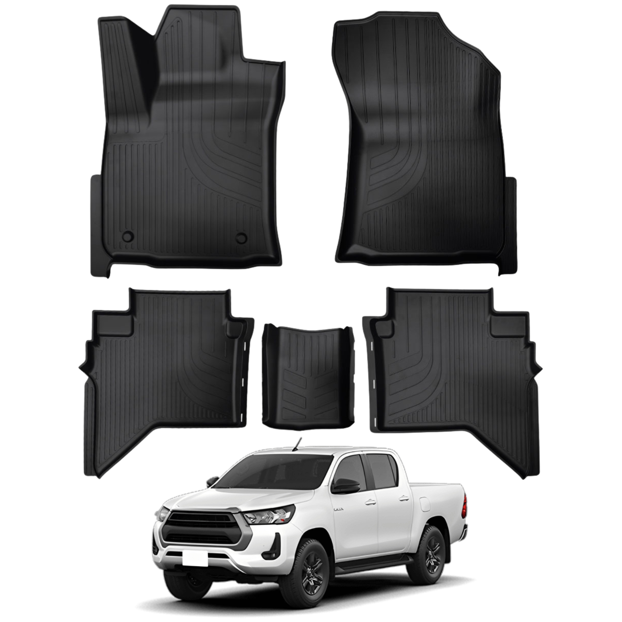 Tapete tipo Bandeja 4P Adaptável Hilux Cabine Dupla 2025/2026 5 peças Grid - TB13007