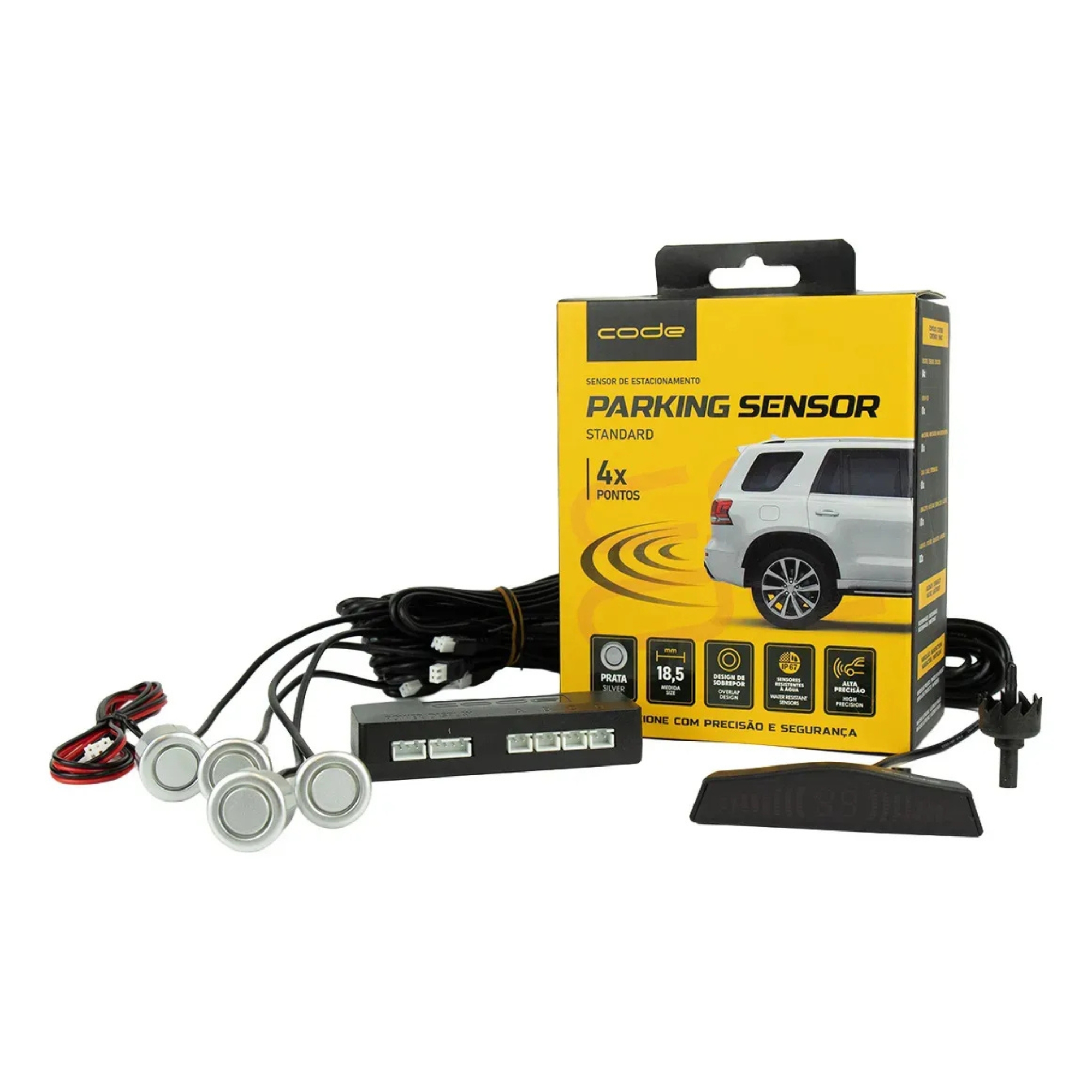 Sensor de Estacionamento Padrão 4 Pontas prata com Visor Code Tech One - KC-E-6482
