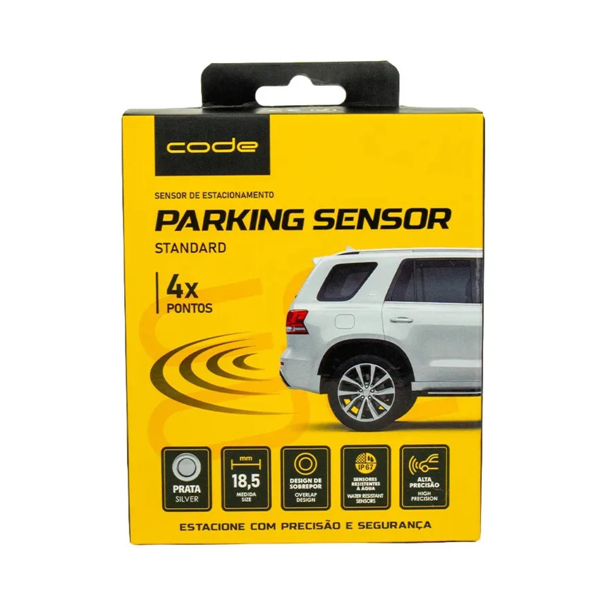 Sensor de Estacionamento Padrão 4 Pontas prata com Visor Code Tech One - KC-E-6482